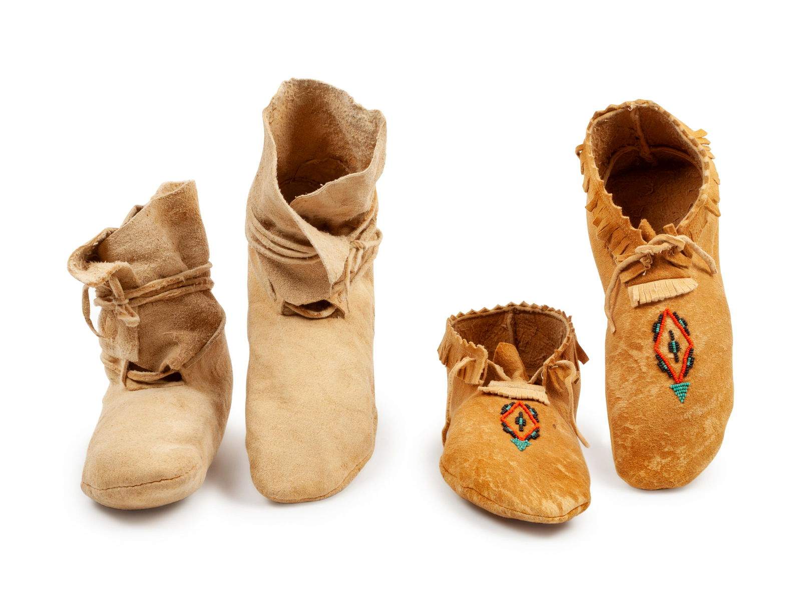 Plateau Beaded Soft-Soled Hide Moccasins longest length (1 of 1)