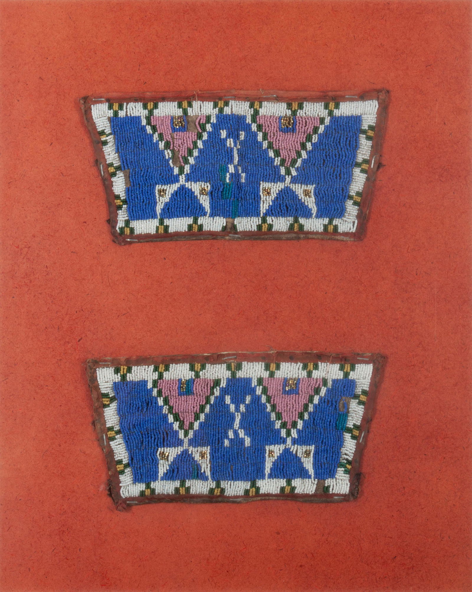 Sioux Beaded Hide Cuffs each 9 1/2 x 4 3/4; framed 27 (1 of 1)