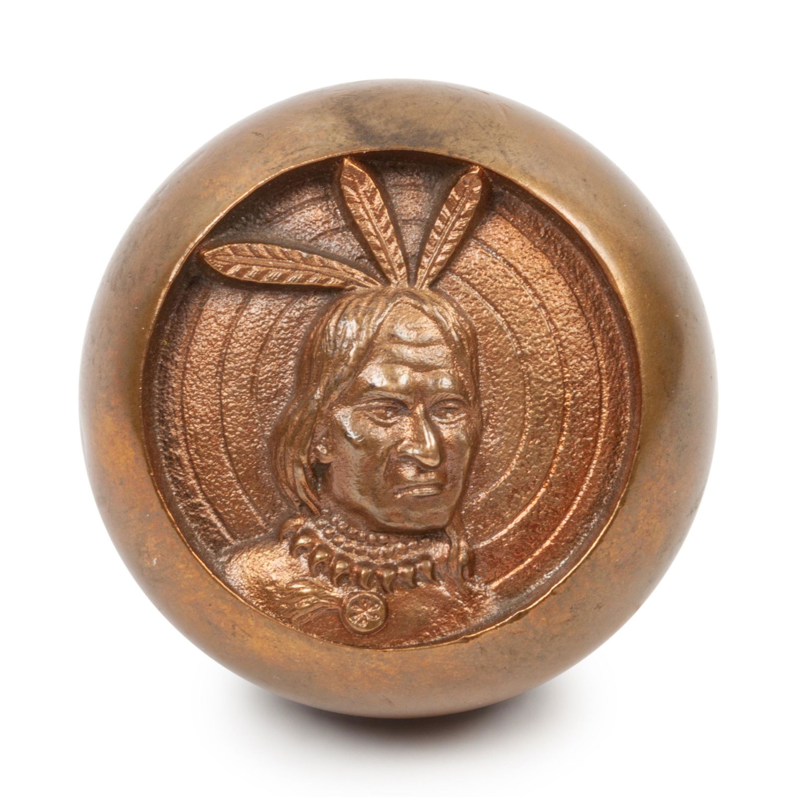 American Brass Indian Head Doorknob diameter 2 1/2 (1 of 2)