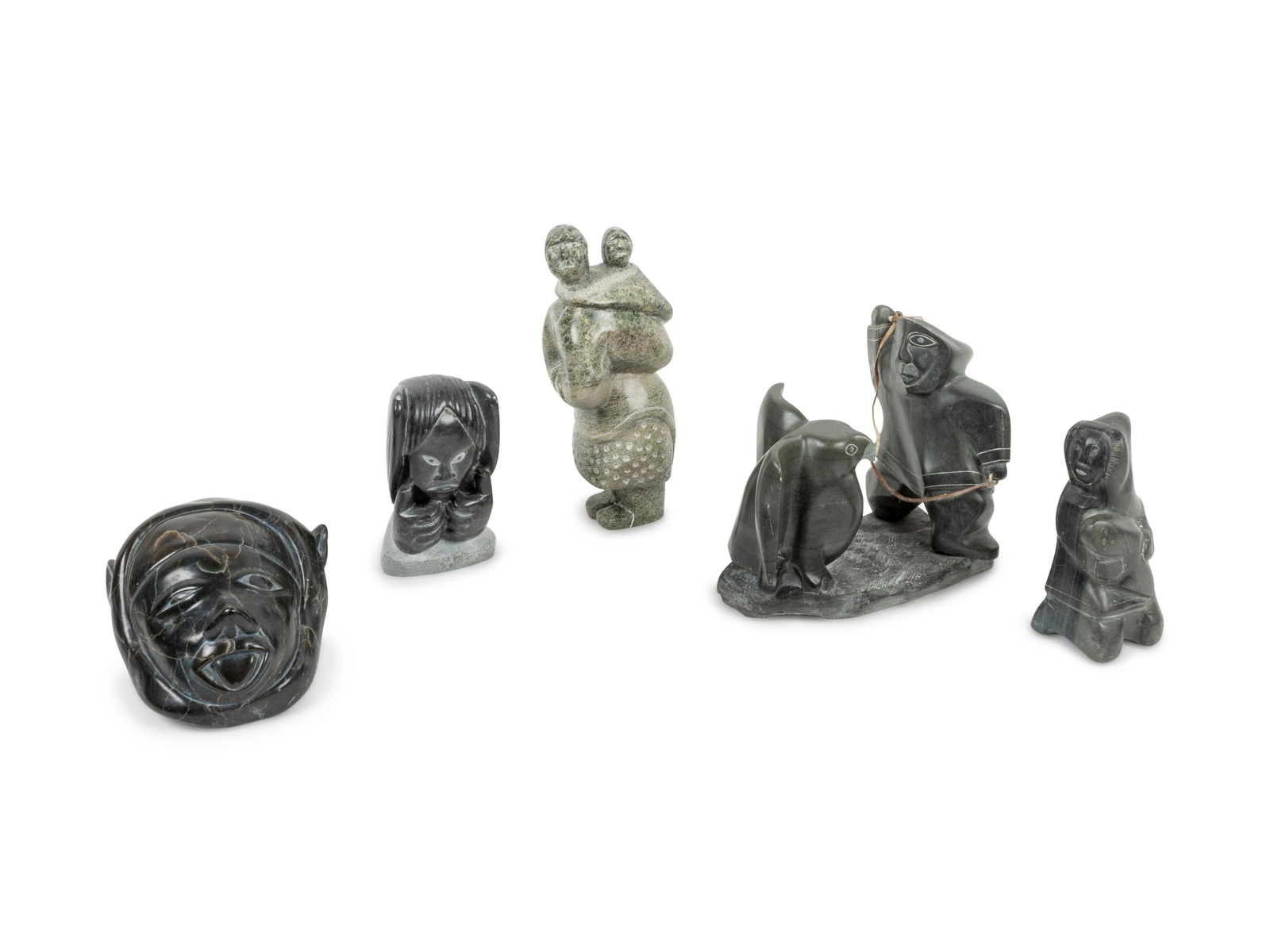 Inuit Carved Stone Sculptures largest height 6 1/2 x (1 of 4)