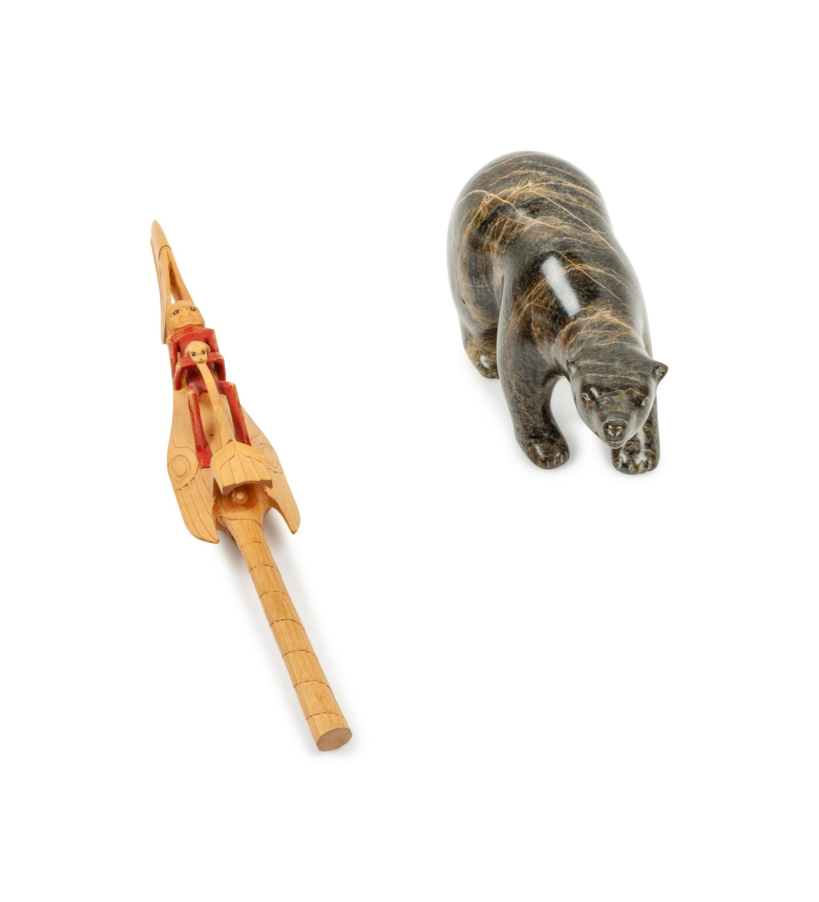 Northwest Coast Rattle and Soapstone Bear rattle length (1 of 4)