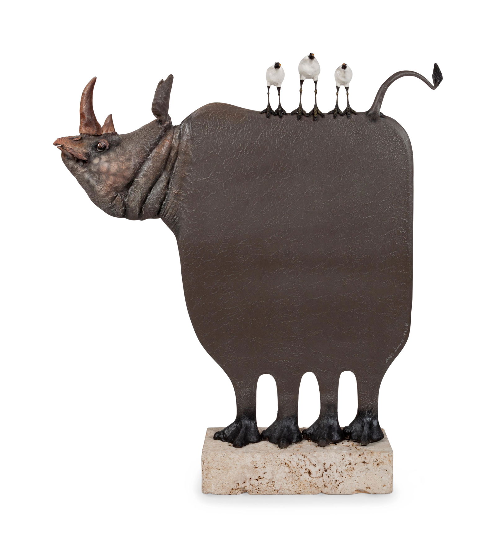 Todd Warner (American, b. 1945) Rhino with Birds (1 of 2)