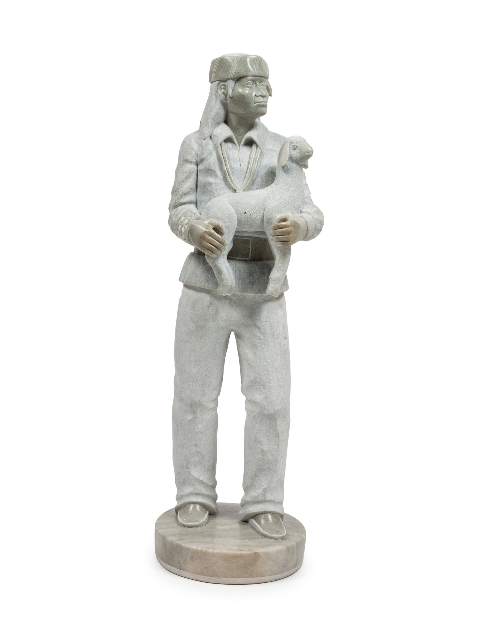 Rick Nez (Dine, 20th Century) Yarn Weaver: Rick Nez (Dine, 20th Century) Yarn Weaver stone height 31 x width 9 inches Property from a Private Collection