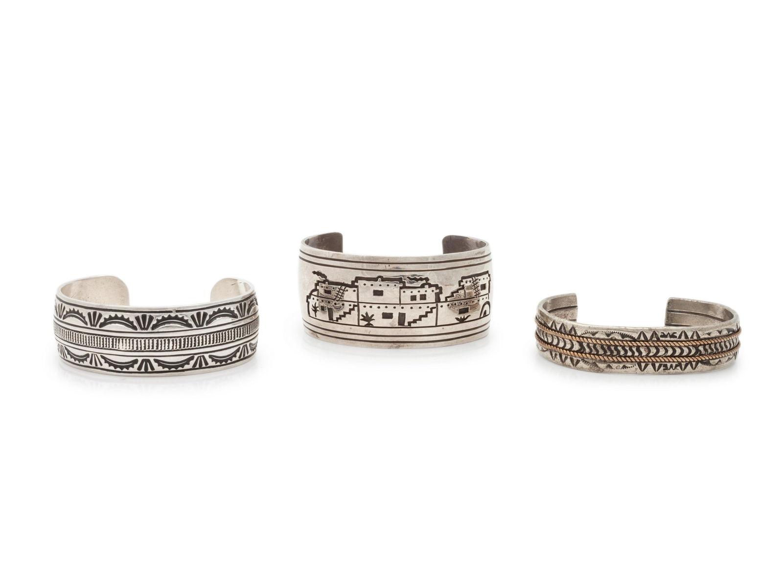 Three Southwestern Silver Cuff Bracelets (1 of 1)