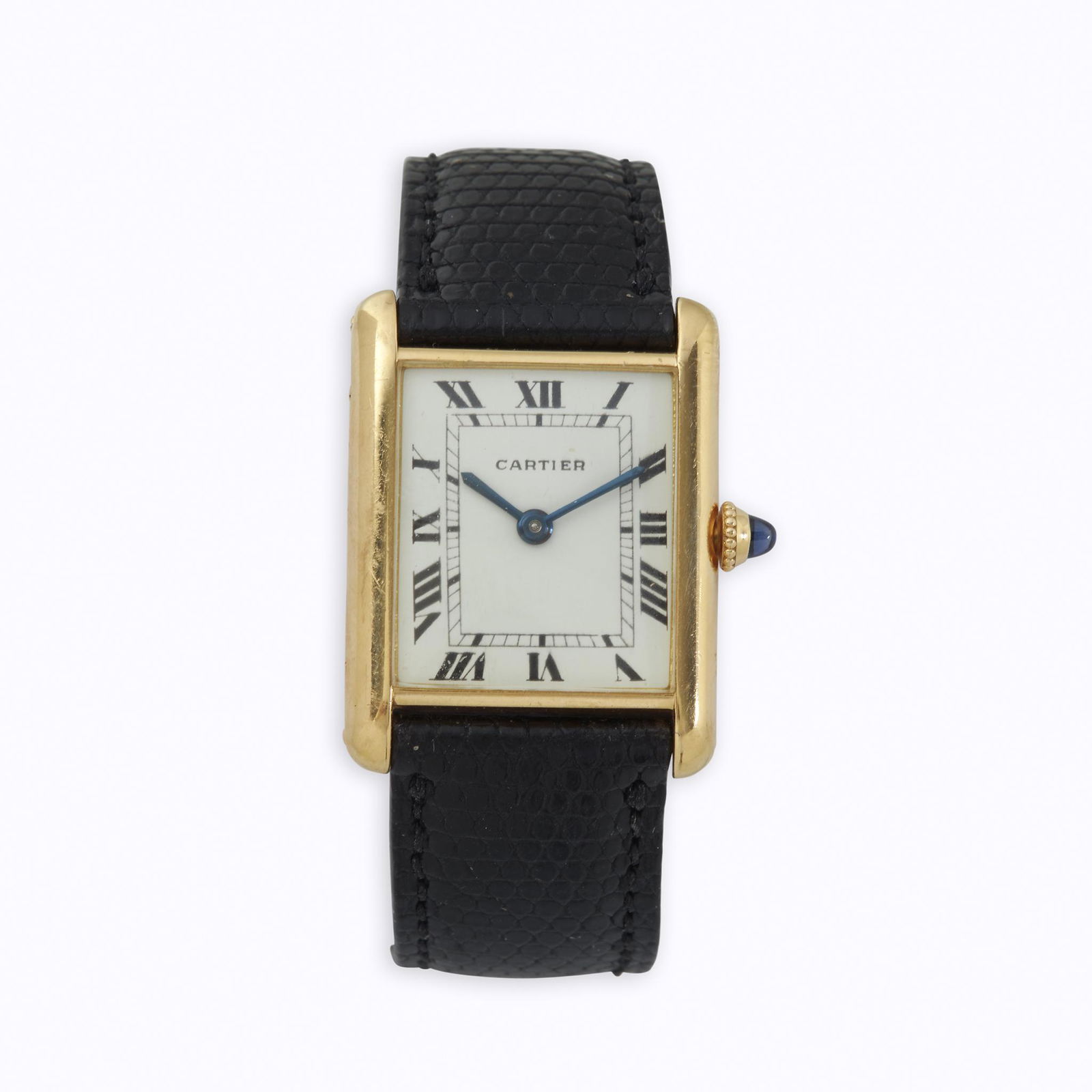 An eighteen karat gold strap wristwatch, Cartier, Tank (1 of 3)