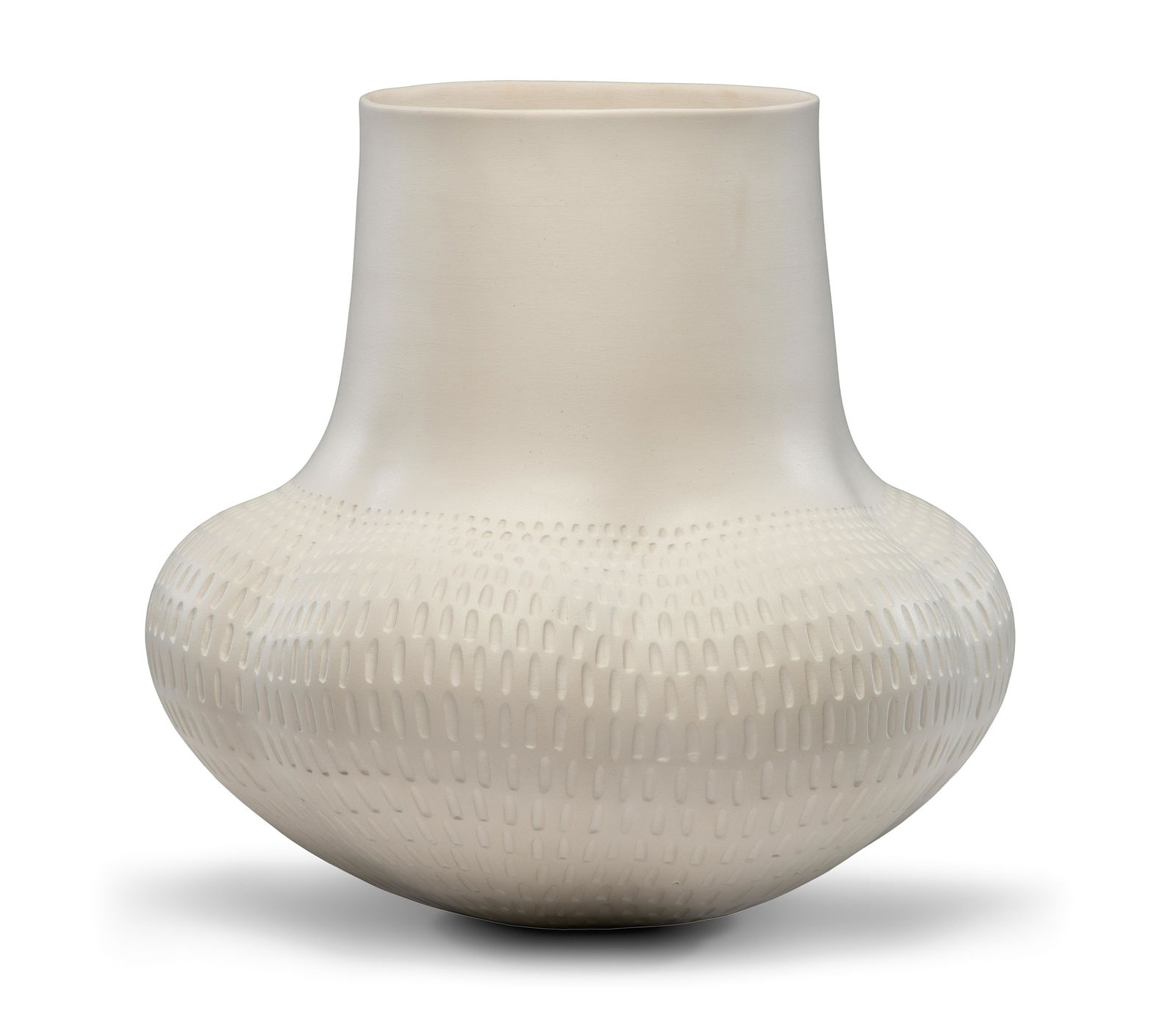 Jacquie Stevens (WINNEBAGO, B. 1949) Corrugated Jar,: Jacquie Stevens (WINNEBAGO, B. 1949) Corrugated Jar, 1989 signed and dated height 11 inches x diameter 12 inches Property from the Estate of Mary and Bruce Goodman, Highland Park, Illinois