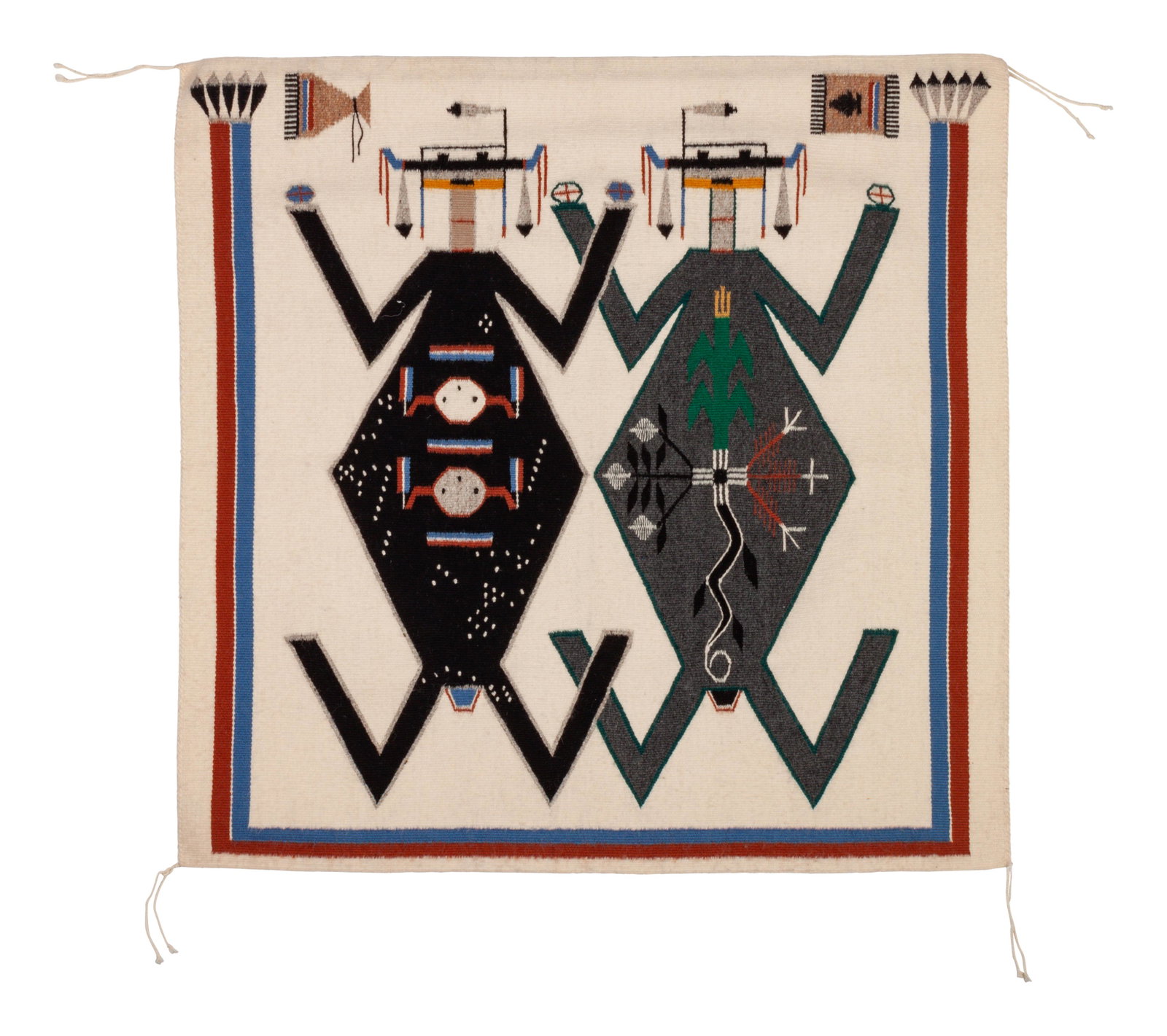 Evelyn Tso (DINE, 20th century) Navajo Weaving: Evelyn Tso (DINE, 20th century) Navajo Weaving Mother Earth and Father Sky 38 x 35 inches Property from the Dewar Family Collection, Overland Park, KS