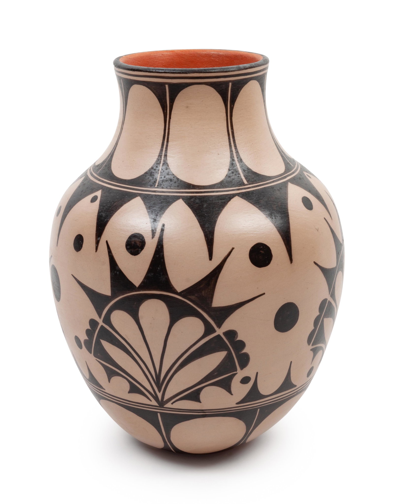 Lisa Holt and Harlan Reano (COCHITI, B. 1980 and KEWA,: Lisa Holt and Harlan Reano (COCHITI, B. 1980 and KEWA, B. 1978) Pottery Jar signed on base height 10 x diameter 7 1/2 inches Property from the Dewar Family Collection, Overland Park, KS