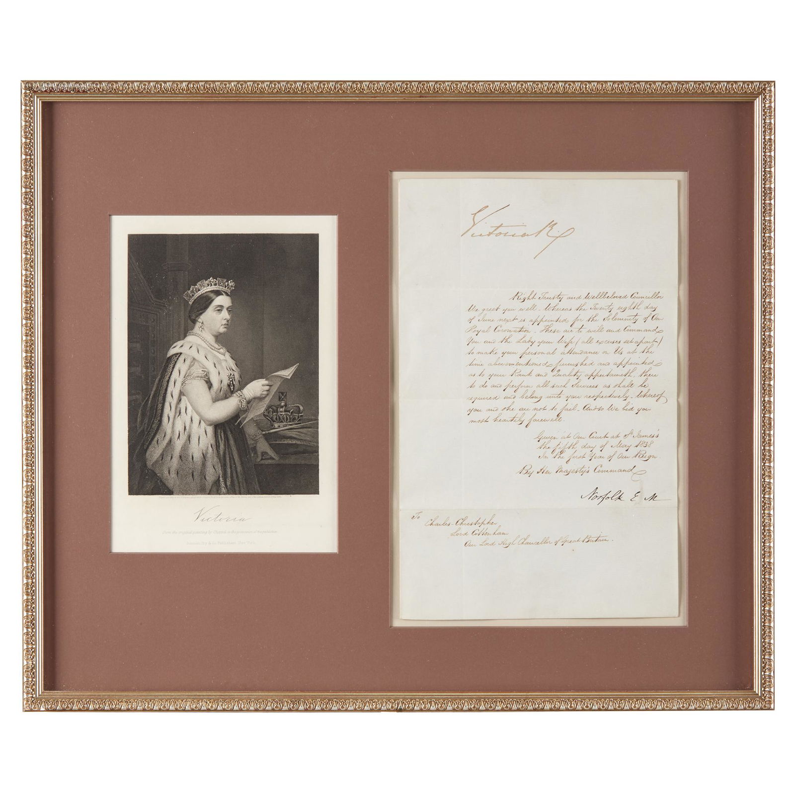 [Victoria, Queen], Coronation Summons, signed (1 of 1)