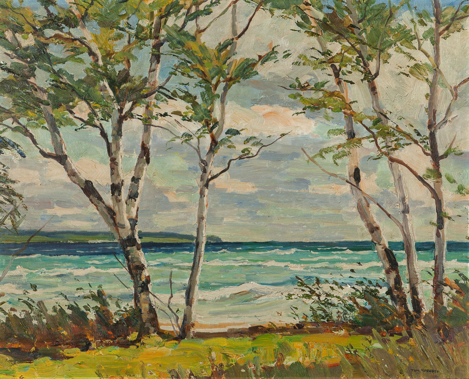 Thomas Keith Roberts (Canadian, 1909-1998) The Lake: Thomas Keith Roberts (Canadian, 1909-1998) The Lake Shore oil on canvas signed Tom Roberts (lower right) 17 ½ x 21 ½ inches. Provenance: Roberts Art Gallery, Toronto, Canada Sold: Waddington's, Toro