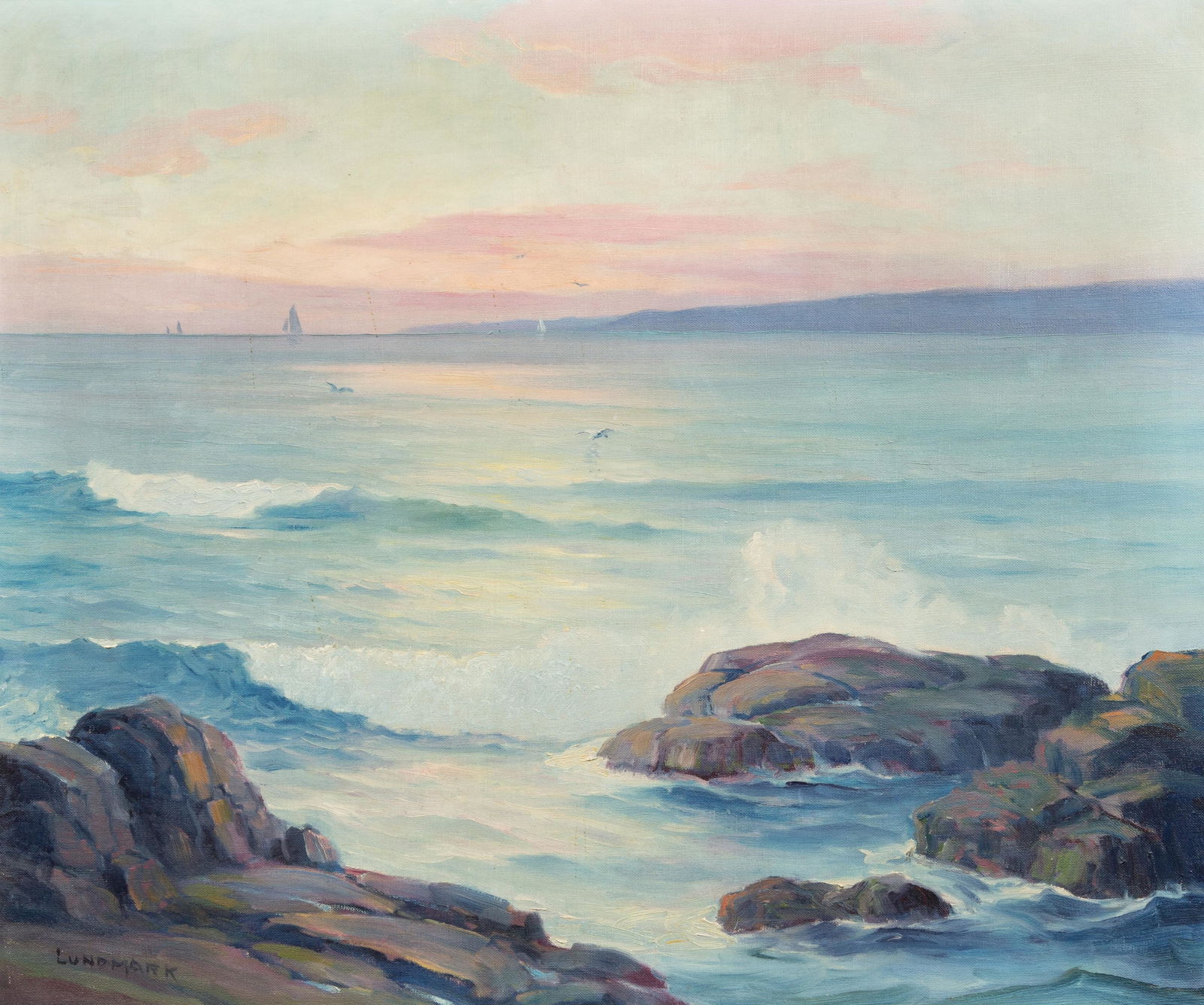 Leon Lundmark (American, 1875-1942) Seascape: Leon Lundmark (American, 1875-1942) Seascape oil on canvas signed Lundmark (lower left) 25 x 30 inches.