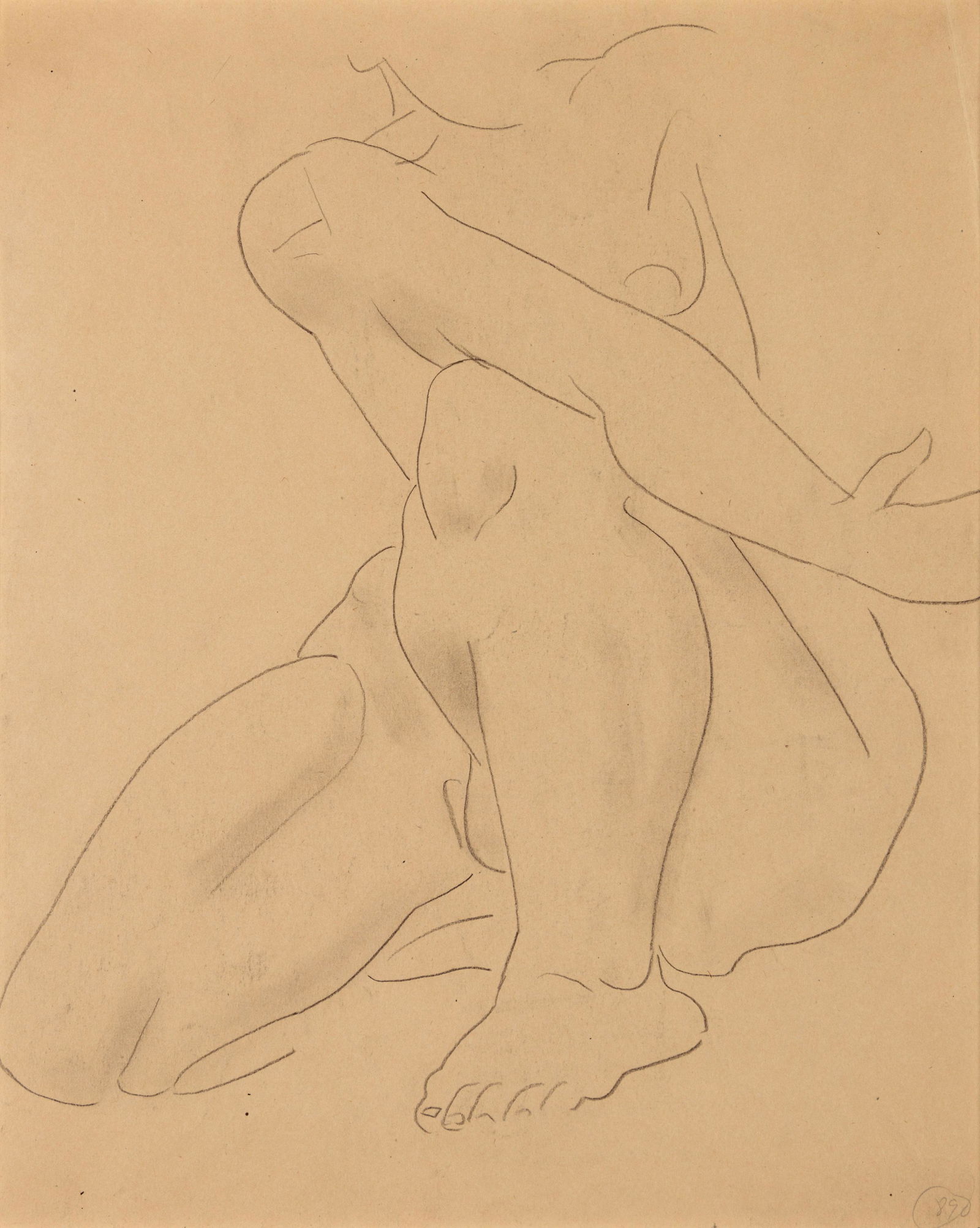 Jan Matulka (American/Czech, 1890-1972) Nude: Jan Matulka (American/Czech, 1890-1972) Nude pencil on paper numbered 890 (lower right); estate stamped (verso) 14 1/2 x 11 3/4 inches.