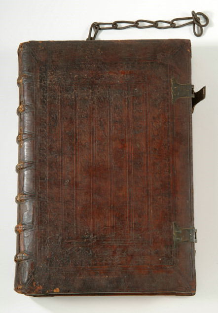 1 vol. (Chained Book.) Ancharano, Petrus de. Lect: 1 vol. (Chained Book.) Ancharano, Petrus de. Lectura aurea super primo. (Lyon: Joanes de Jouelle), (1519). Parts 3-5. Folio, contemp. paneled & blind tooled calf, iron chain, metal clasps (1 defective