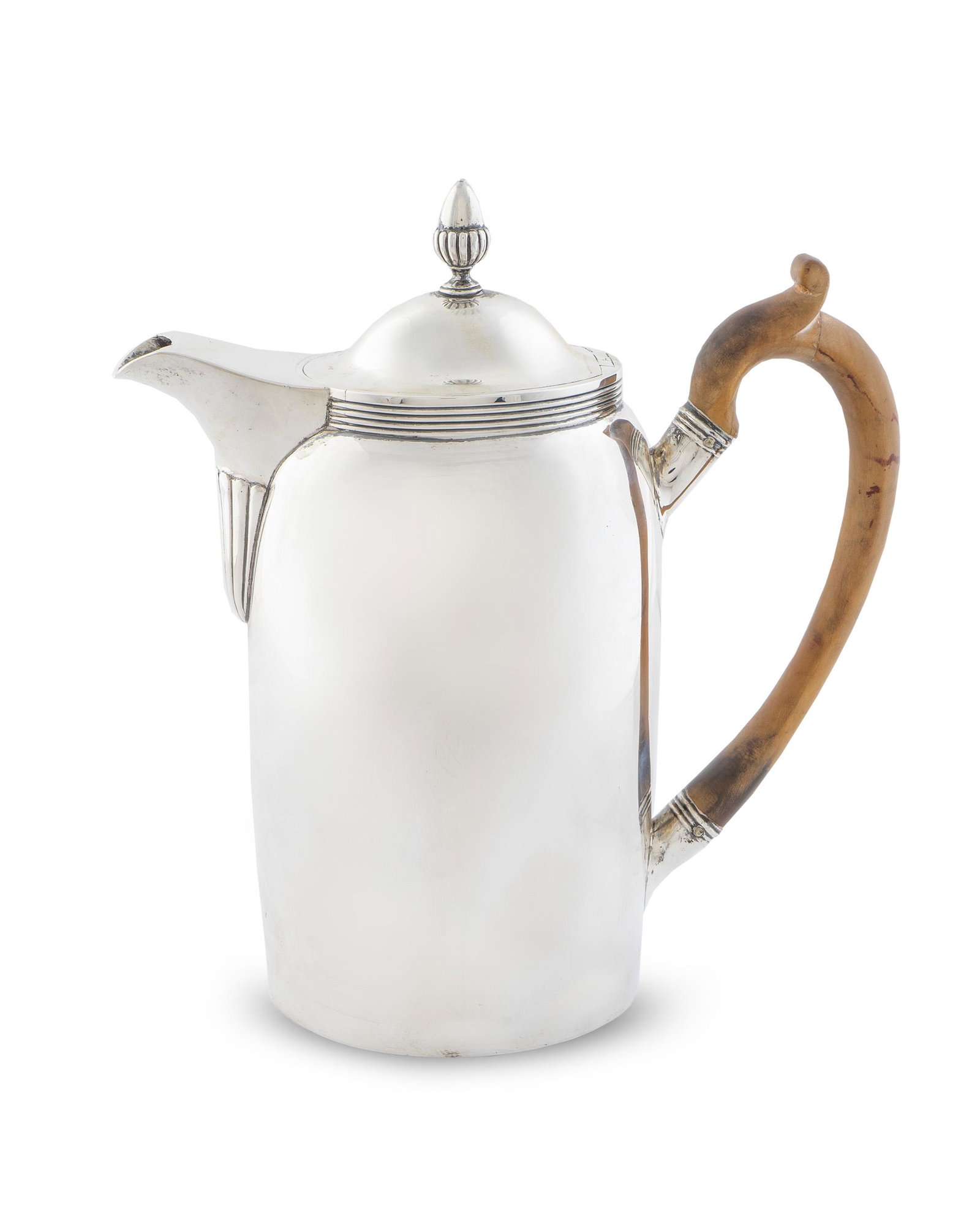 A George III Silver Coffee Pot Height 9 x length over: A George III Silver Coffee Pot John Eames, London, 1806 Gross weight 20 ozt 7 dwts. Height 9 x length over handle 8 1/2 inches.