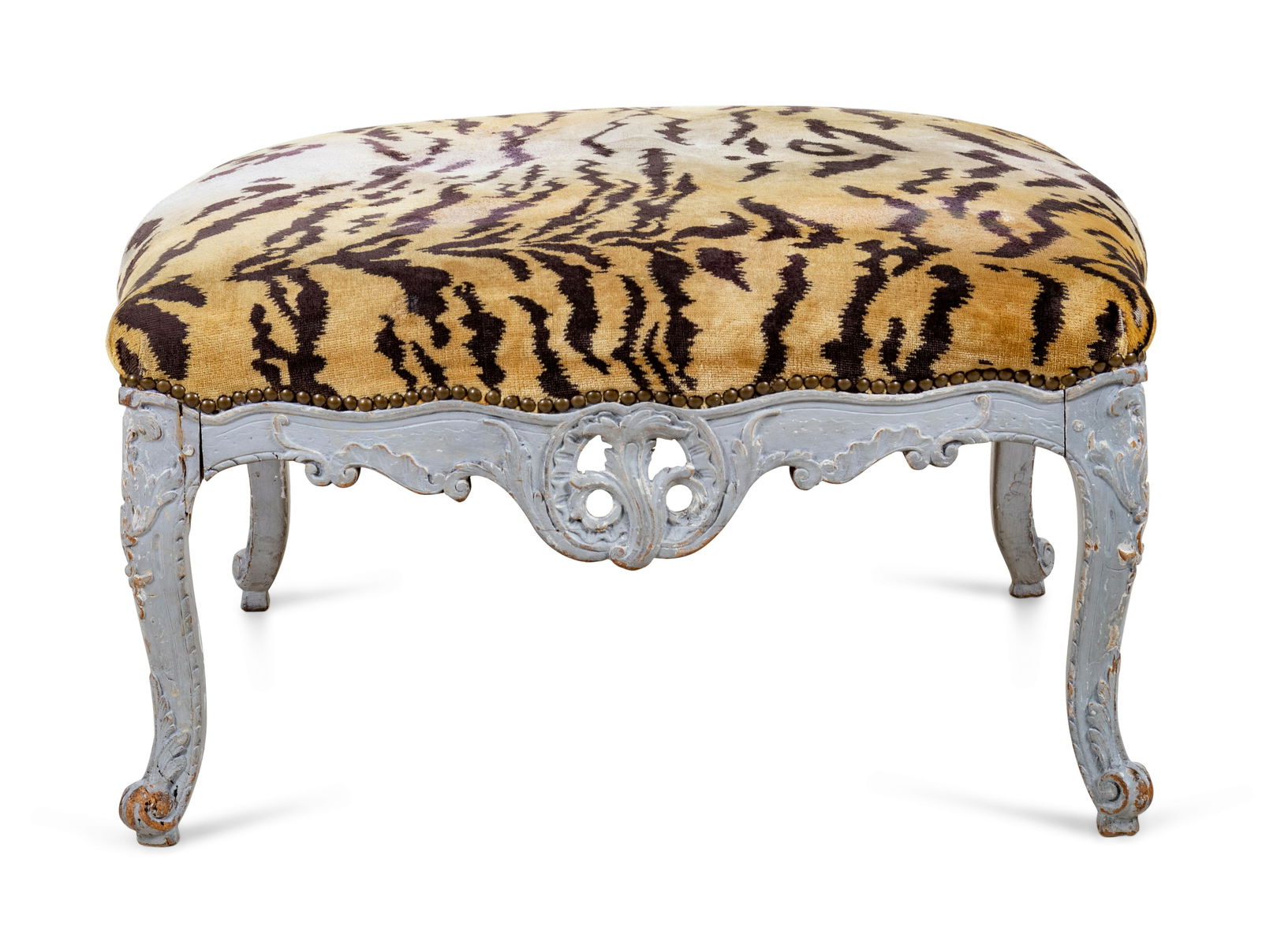 A Louis XV Style Carved and Painted Tabouret (1 of 2)