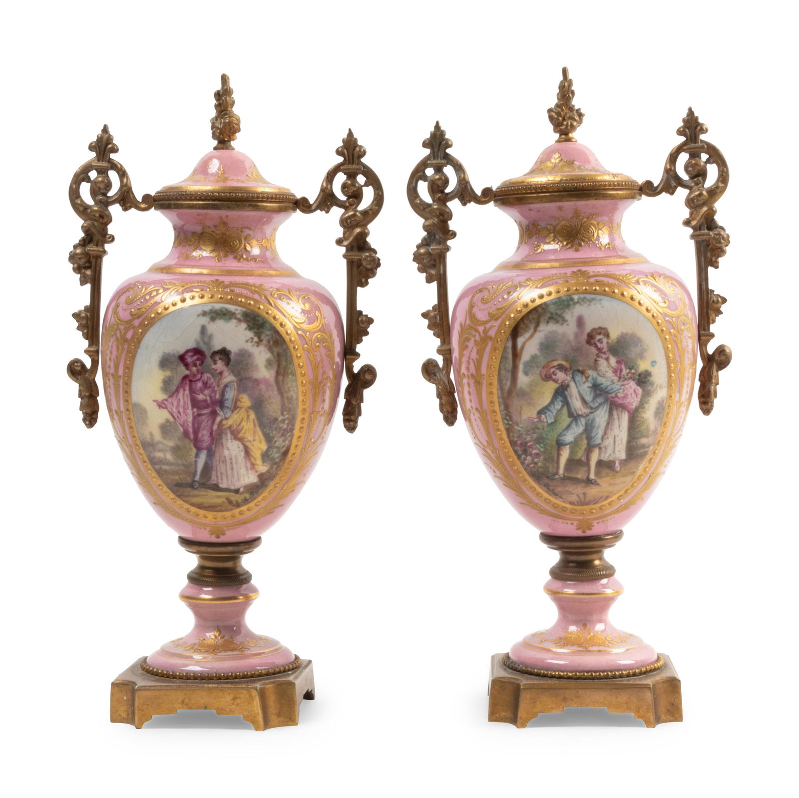 A Pair of Gilt Bronze Mounted Sevres Style Porcelain (1 of 2)