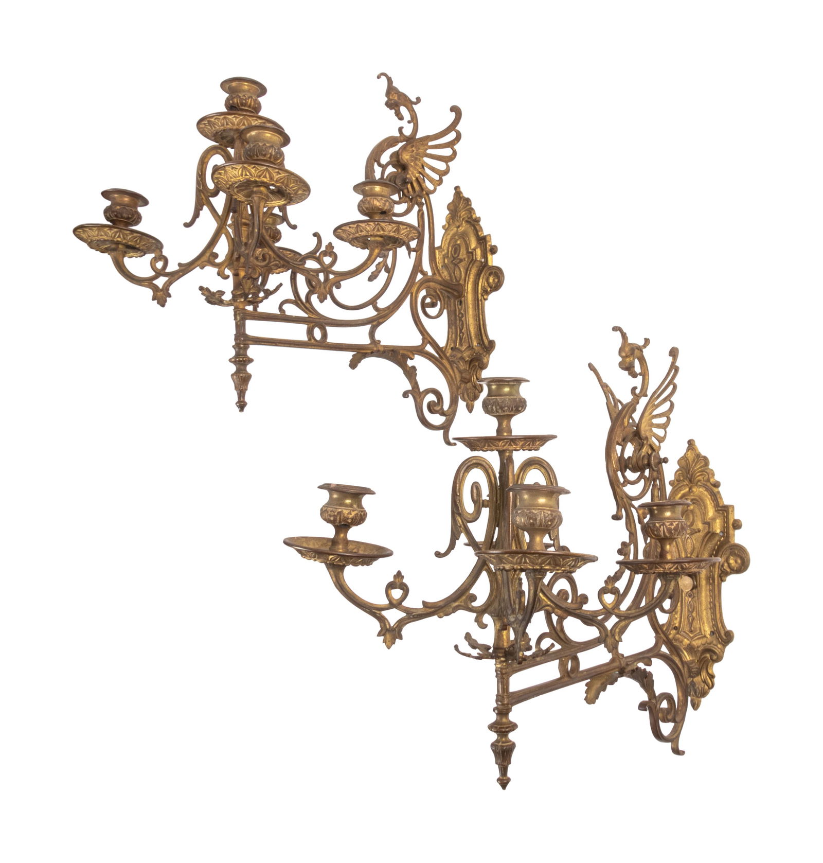 A Pair of Neoclassical Gilt Bronze Three-Light Sconces (1 of 2)