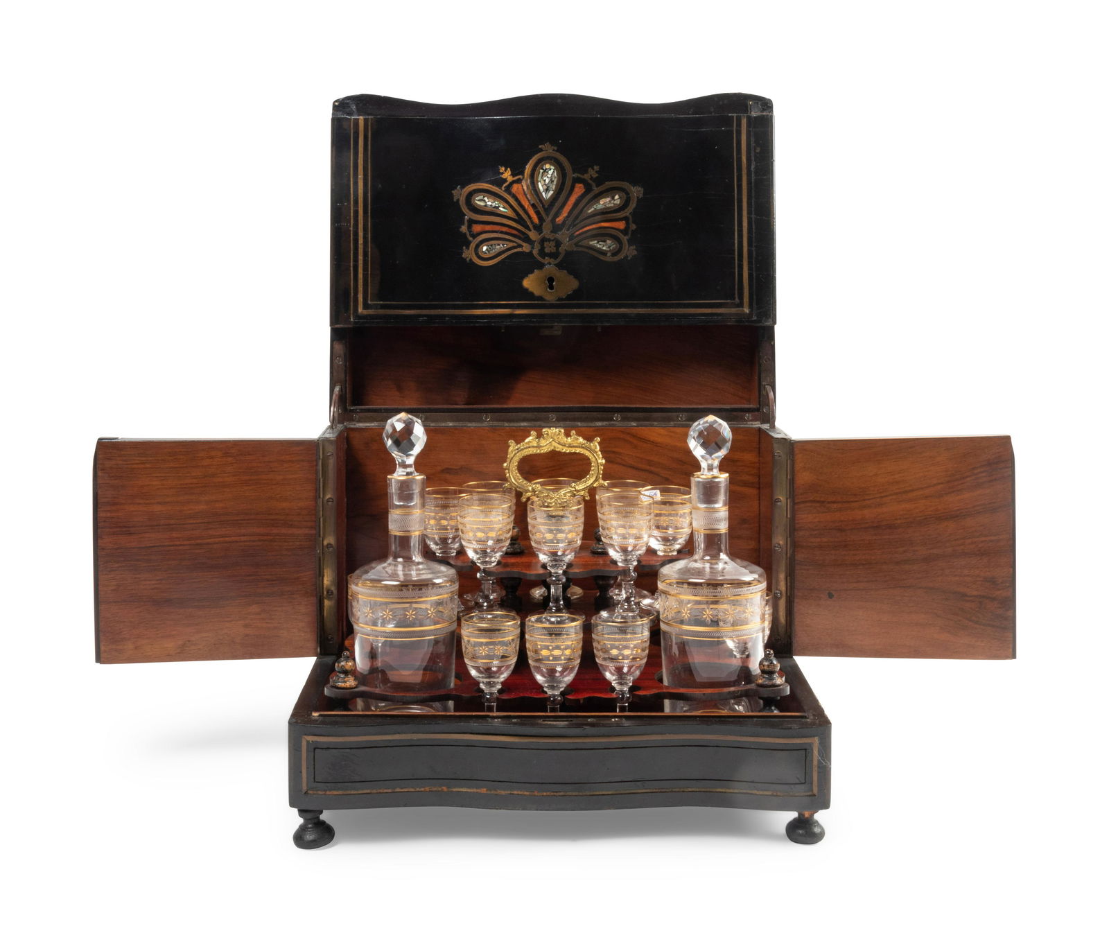 A Napoleon III Brass Inlaid and Ebonized Cave a Liqueur (1 of 2)