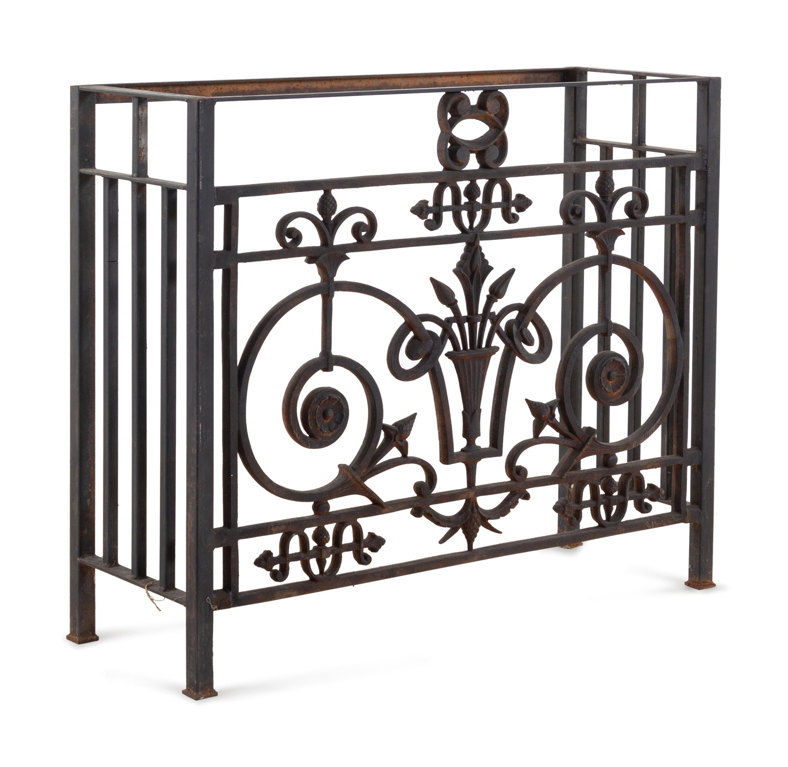 A French Iron Balcony Grate Converted to a Console: A French Iron Balcony Grate Converted to a Console Table Height 35 x width 42 x depth 15 inches. Property from the Collection of Susan Kroeger, Ltd., Winnetka, Illinois