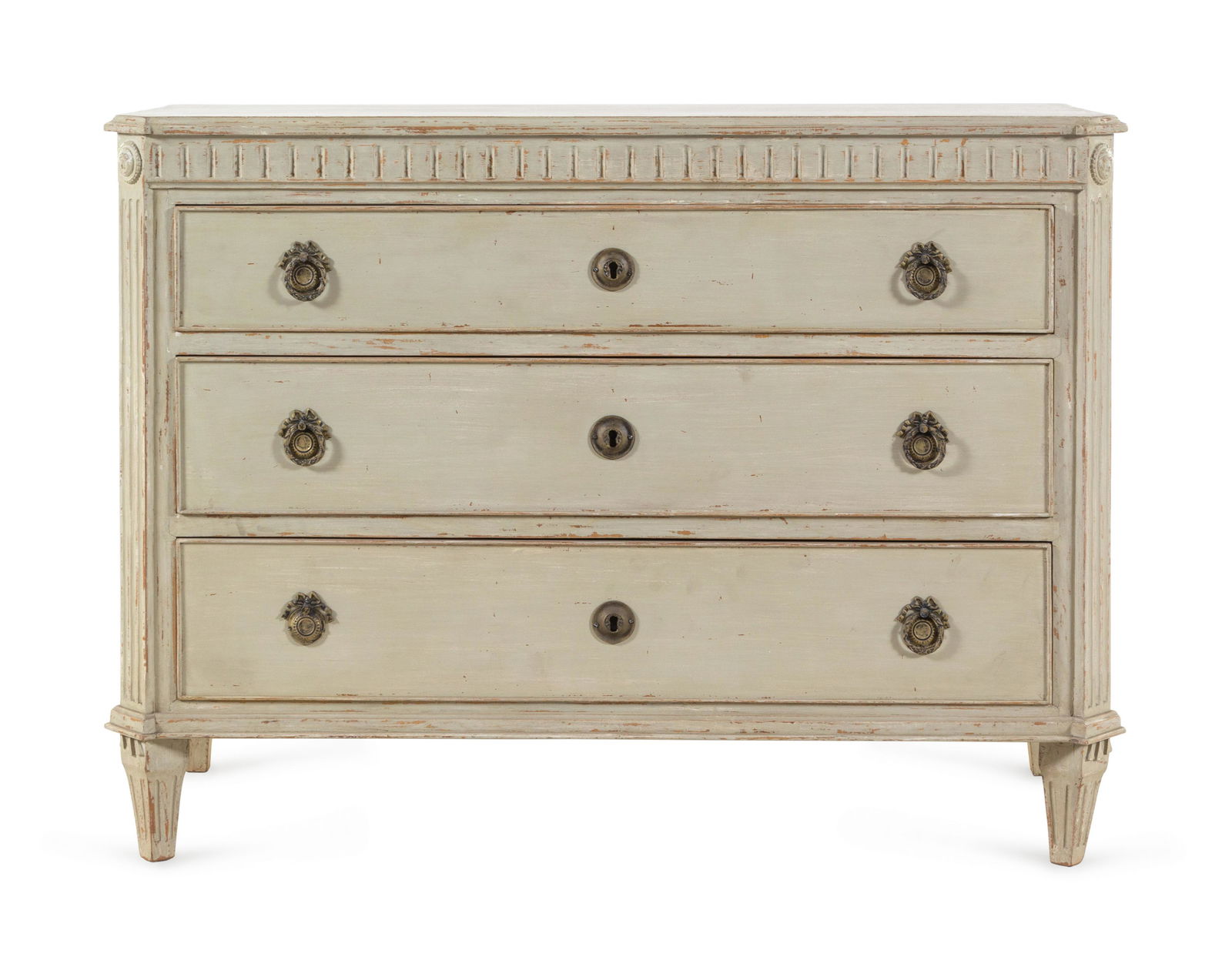 A Gustavian Style White-Painted Chest of Drawers (1 of 2)