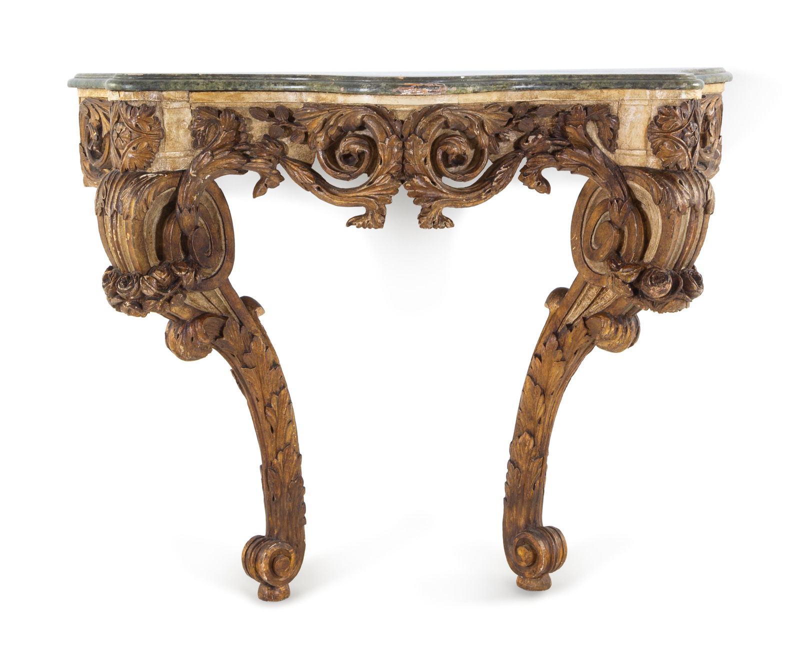 A Northern European Faux Marble Painted and Parcel Gilt (1 of 2)