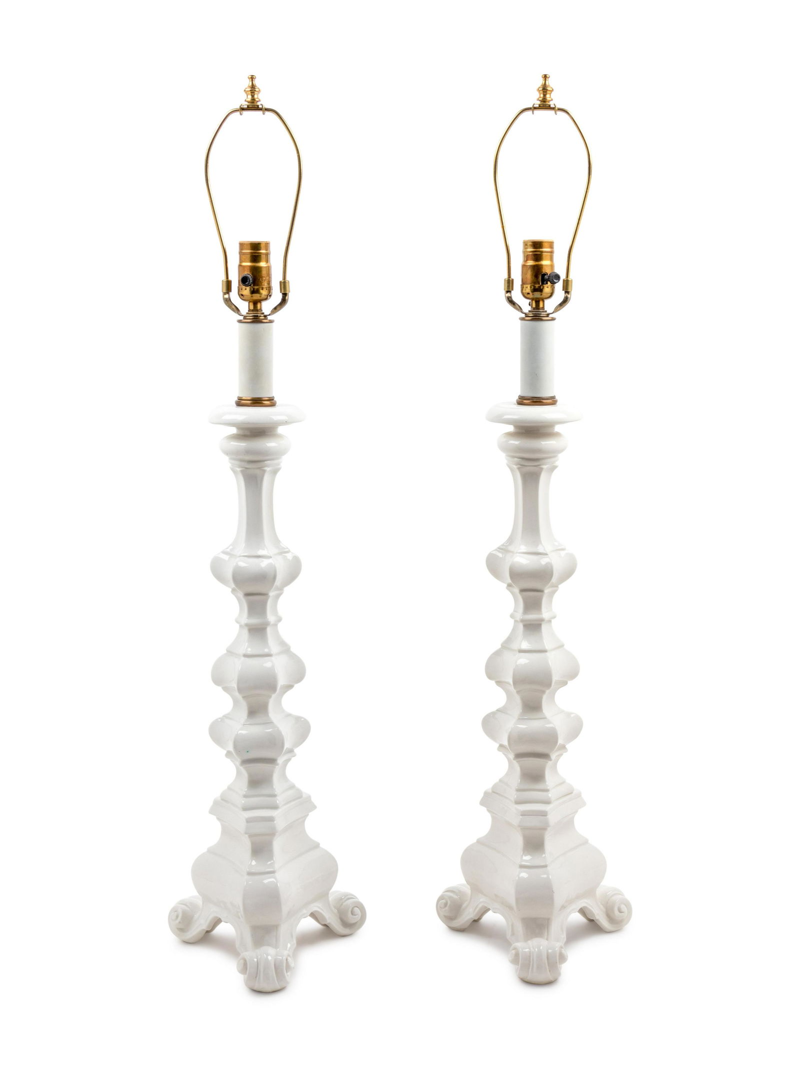 A Pair of White Ceramic Table Lamps (1 of 2)