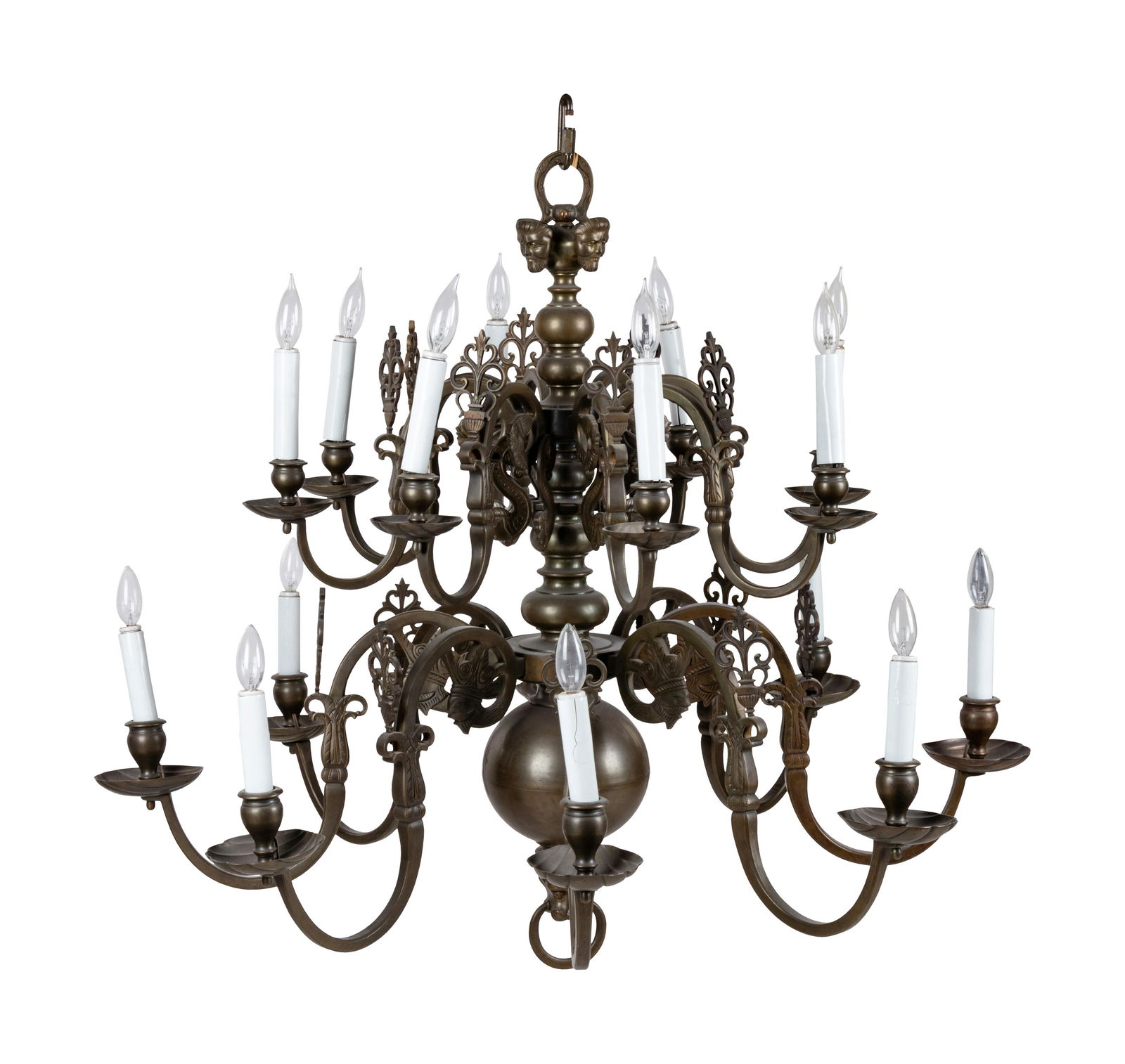 A Dutch Baroque Style Brass Sixteen-Light Chandelier  (1 of 1)