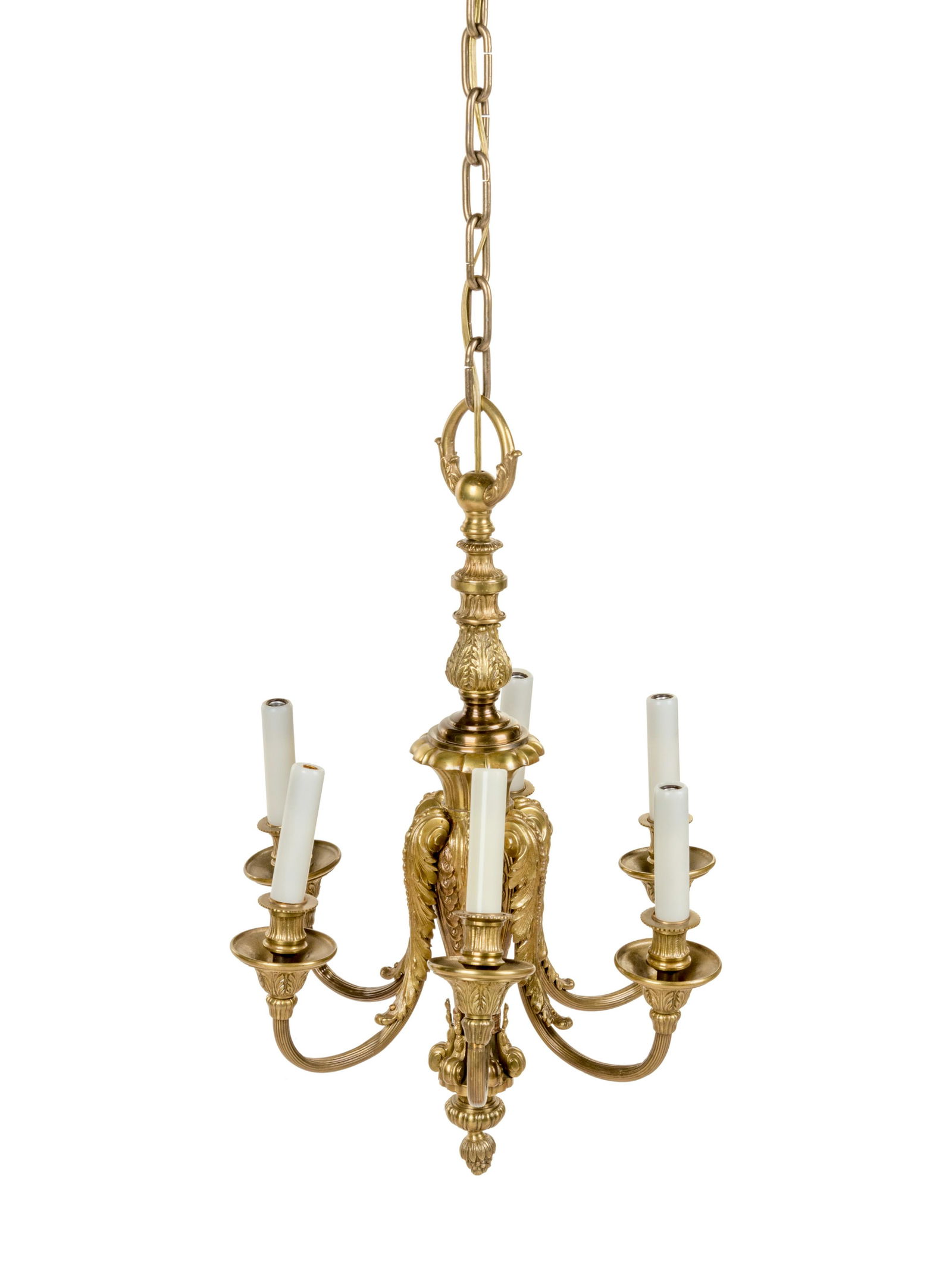 A Continental Brass Six-Light Chandelier (1 of 2)