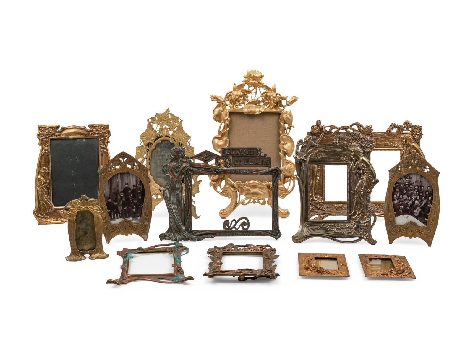 Thirteen Art Nouveau Cast Metal Picture Frames (1 of 2)