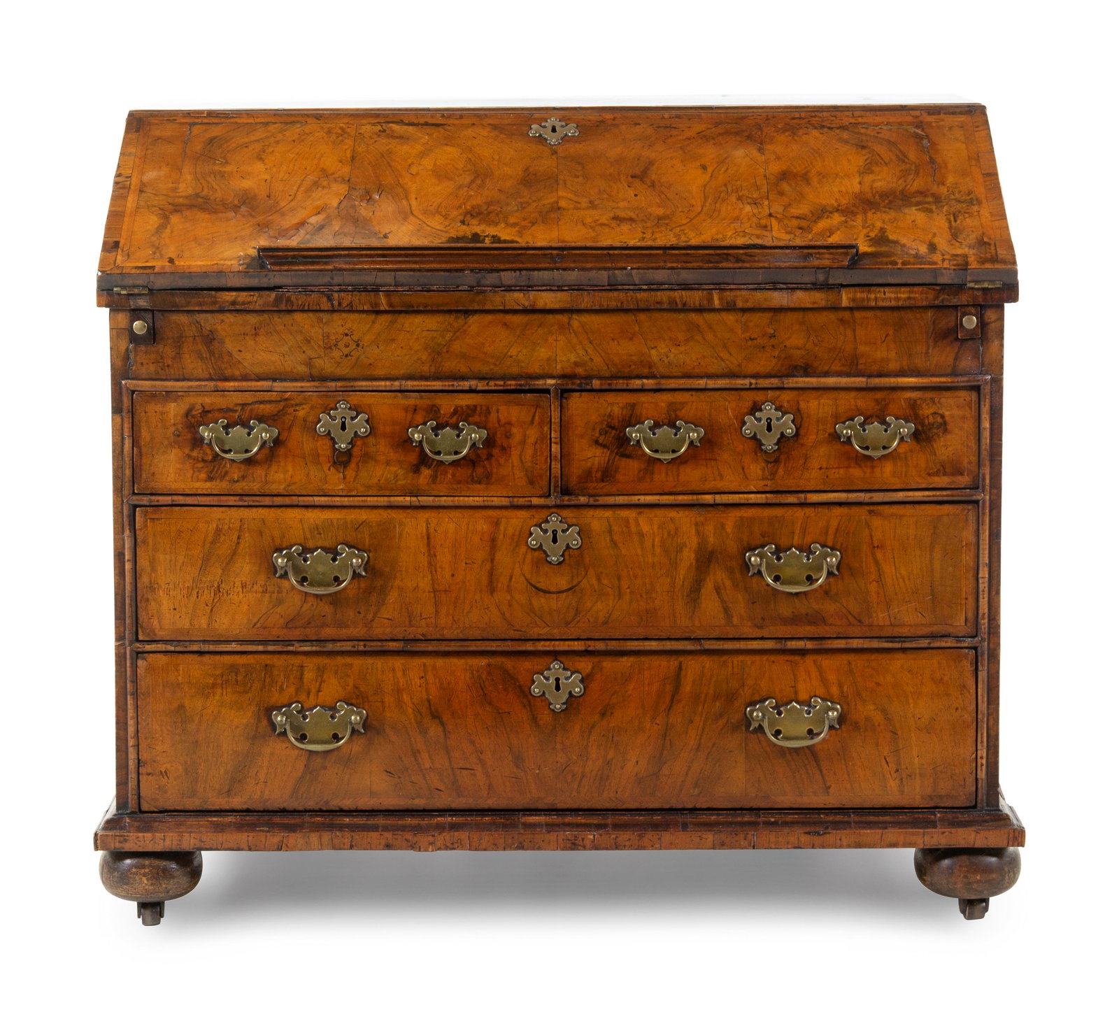 A George I Walnut Slant-Front Bureau (1 of 4)