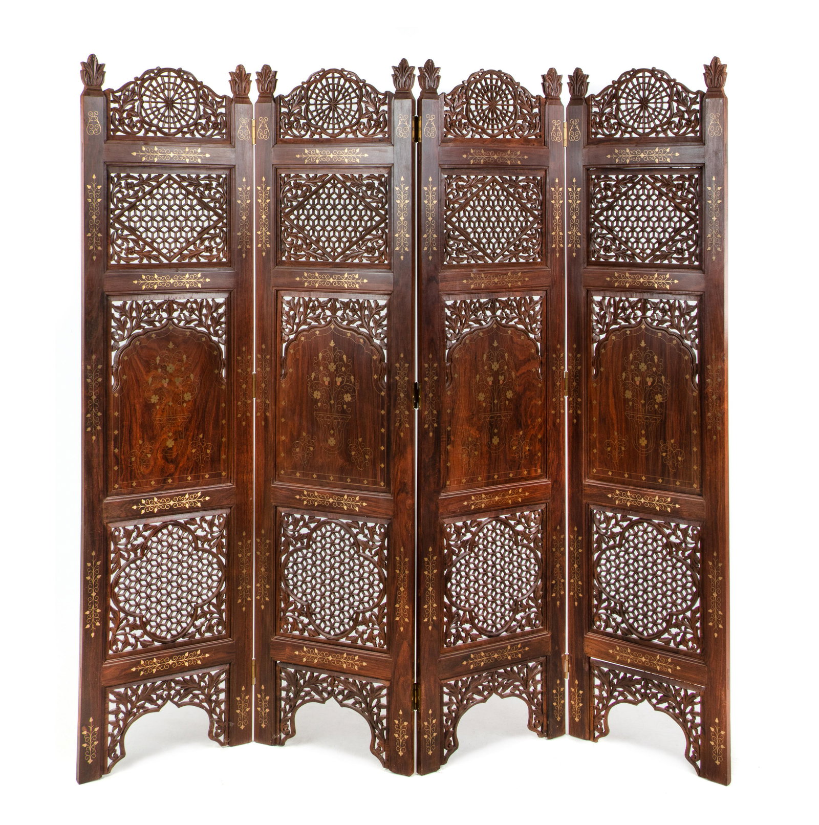An Anglo-Indian Carved Four-Panel Floor Screen (1 of 1)