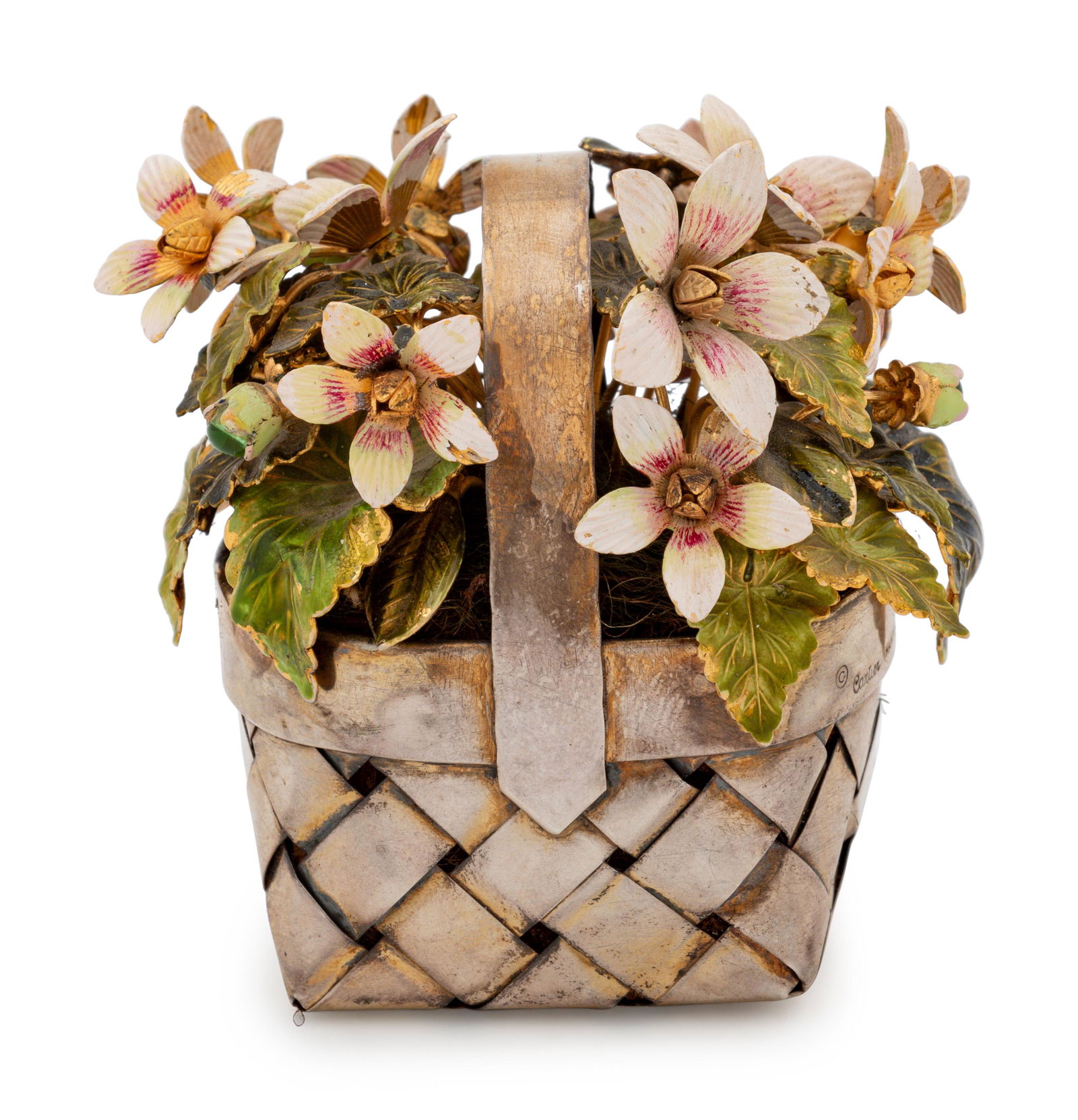 A Cartier Silver-Gilt and Enameled Flower Basket (1 of 3)