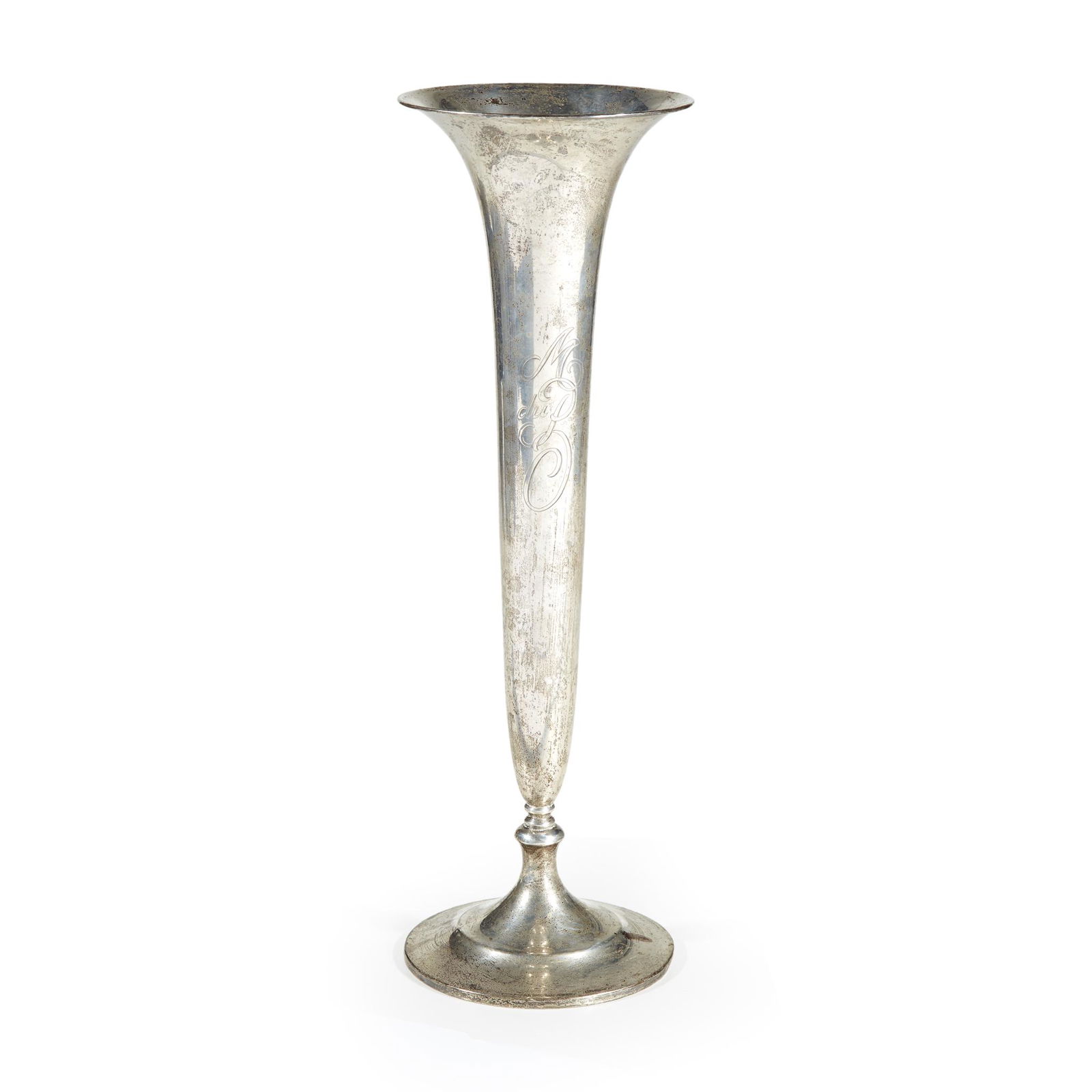 Tall sterling silver weighted trumpet vase, 19th/20th (1 of 1)
