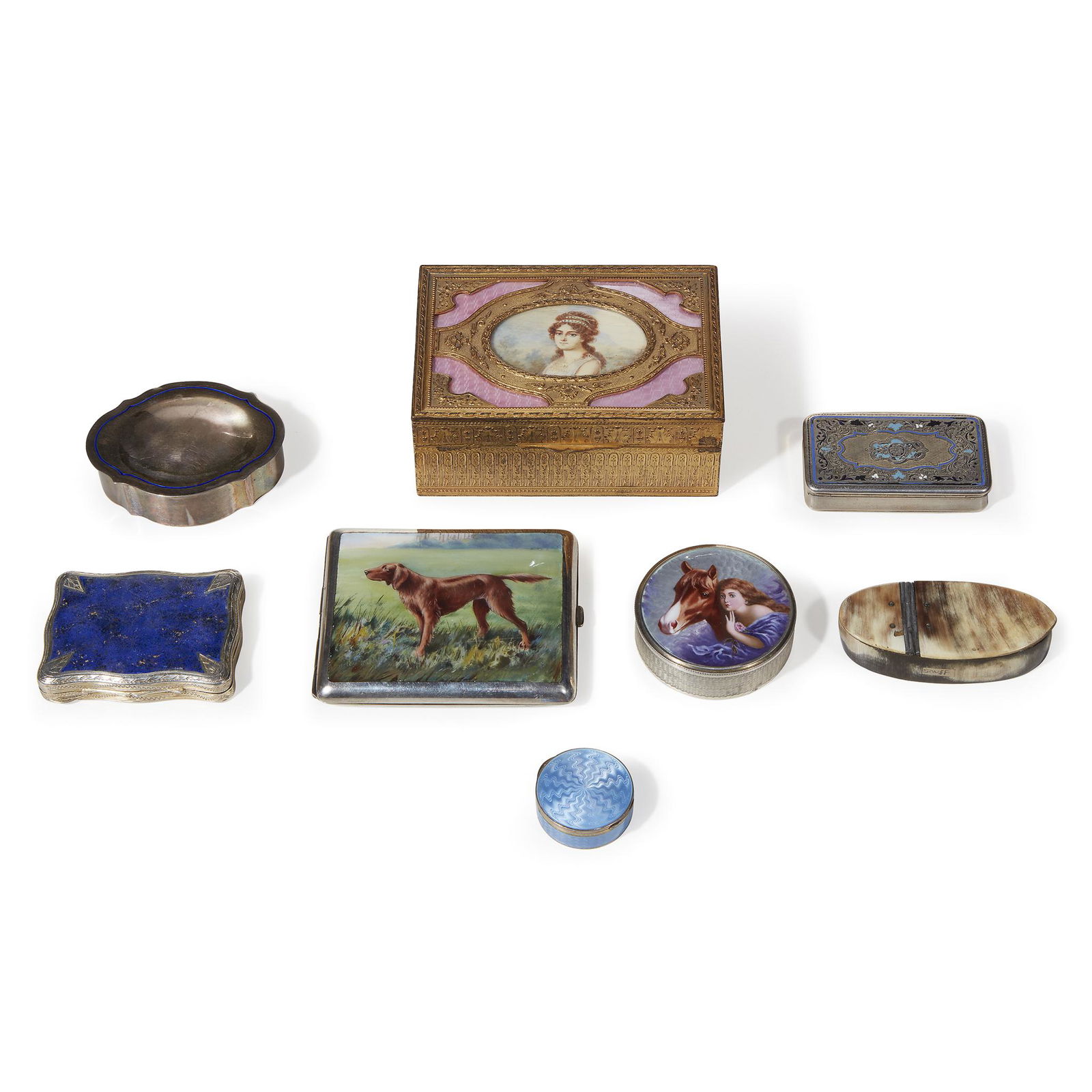 Eight assorted decorated boxes, 19th/20th century (1 of 1)
