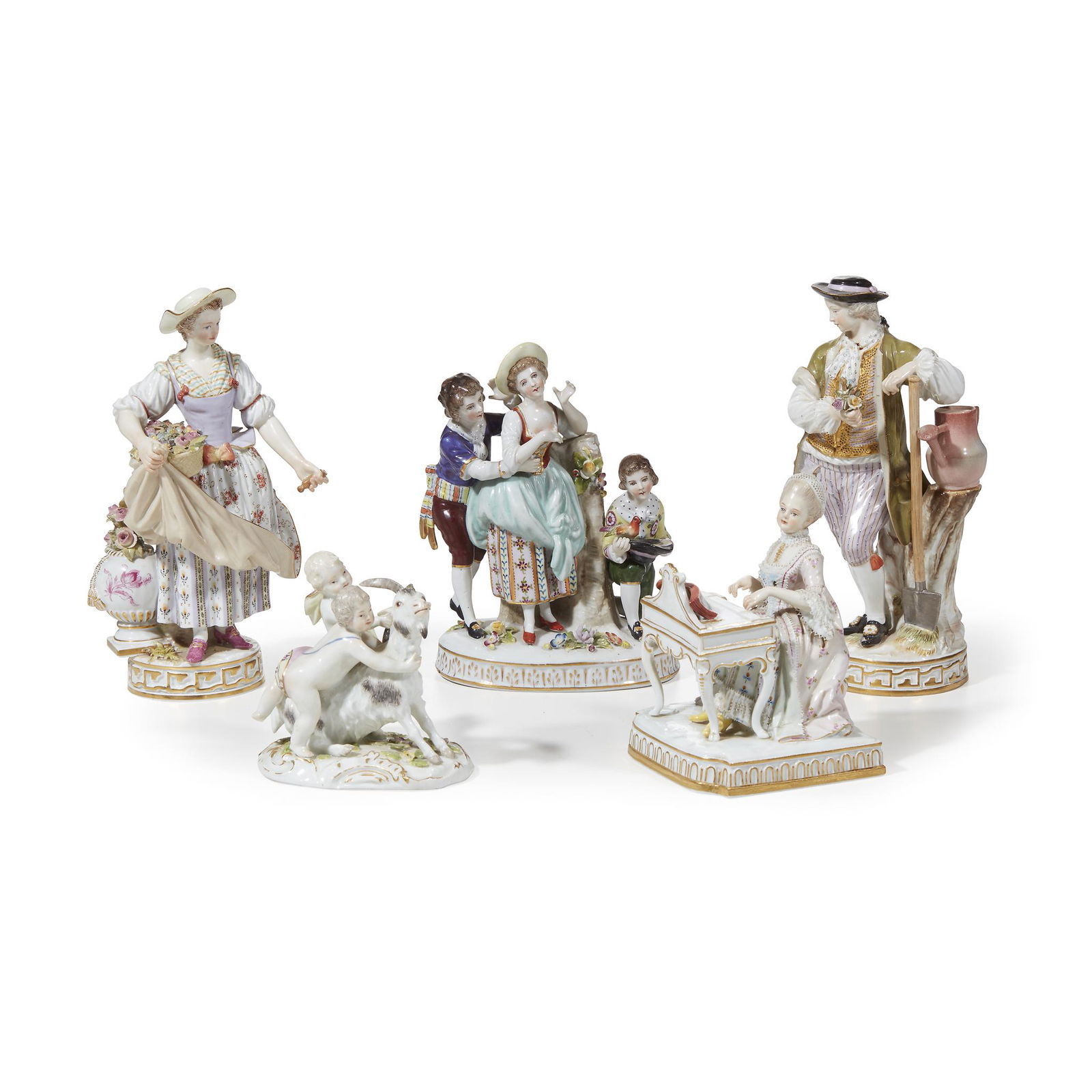Five Meissen porcelain figurines, 20th century (1 of 2)