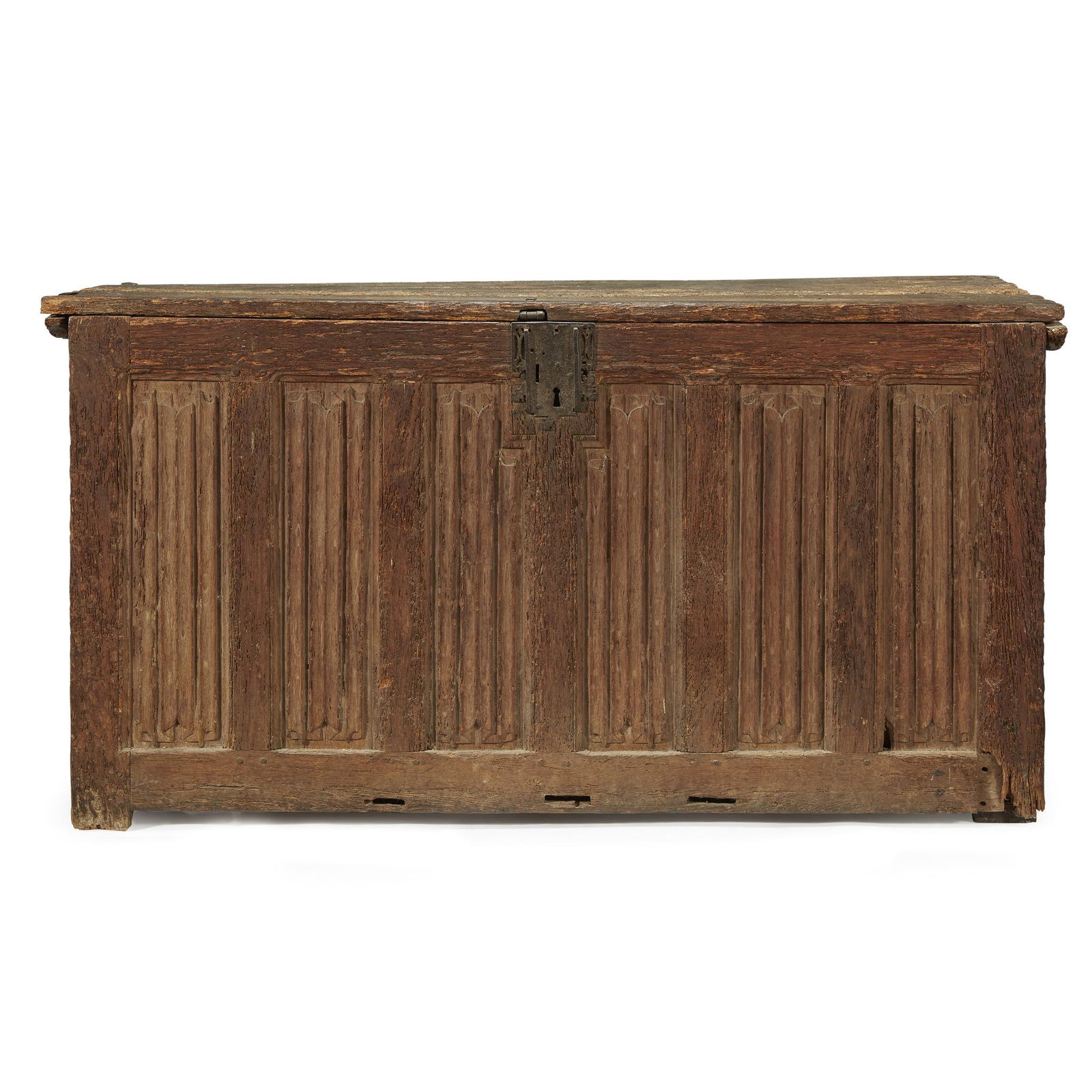 A large Flemish linen-fold carved oak chest, 16th (1 of 1)