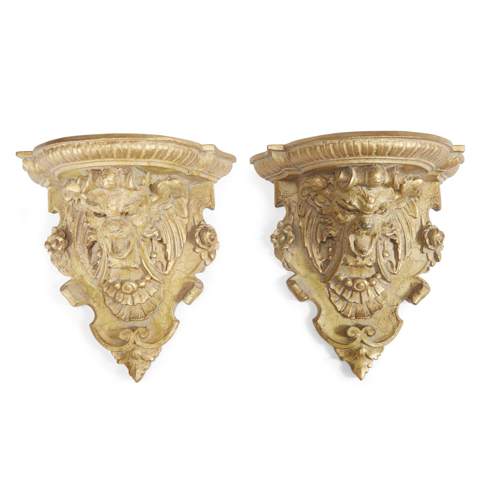 A pair of Renaissance Revival painted and giltwood wall (1 of 1)