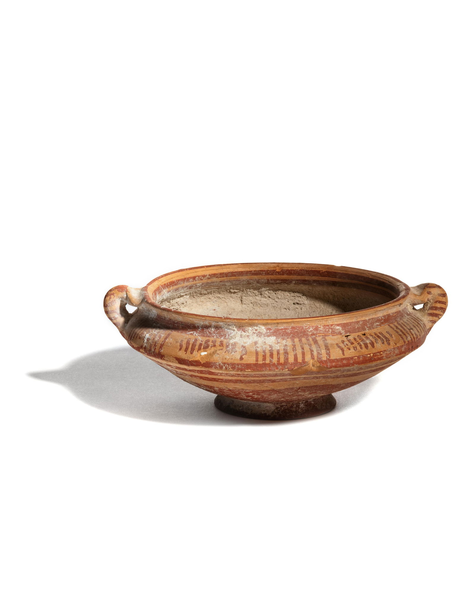 A Greek Pottery Bowl: A Greek Pottery Bowl Geometric Period, Circa 8th Century B.C. Width over handles 6 3/4 inches. Property from the George R. Francoeur Trust, Bloomfield Hills, Michigan, sold to benefit the George R. Fr