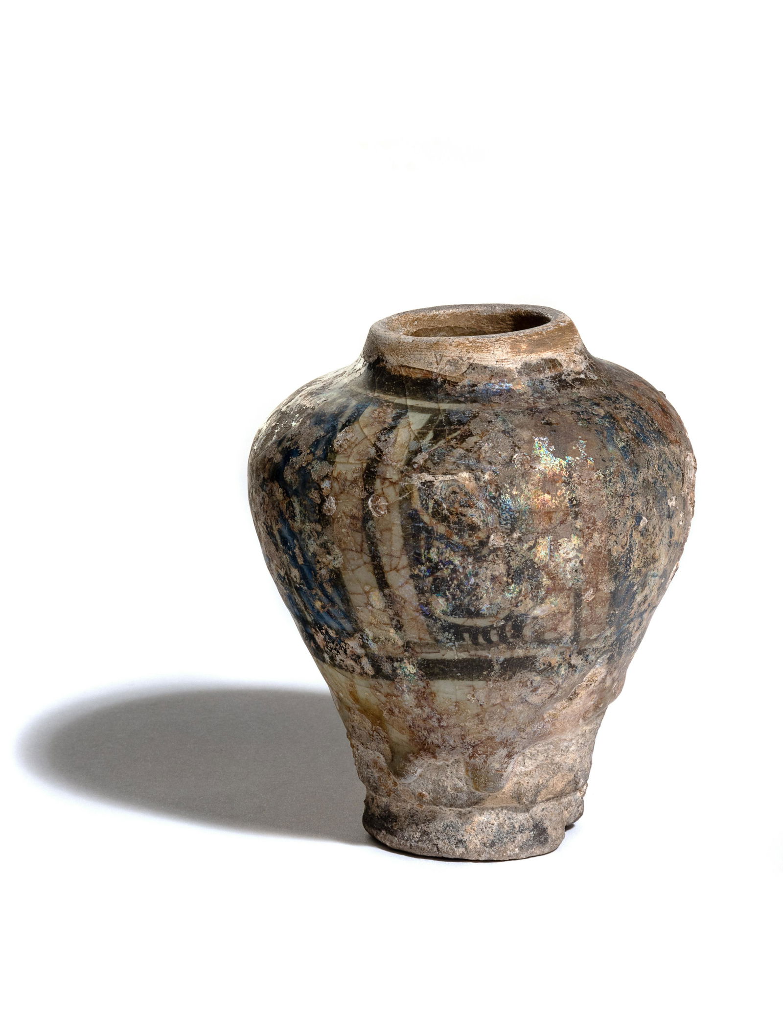 An Iridescent Glazed Pottery Vase Height 5 1/8 inches. (1 of 3)