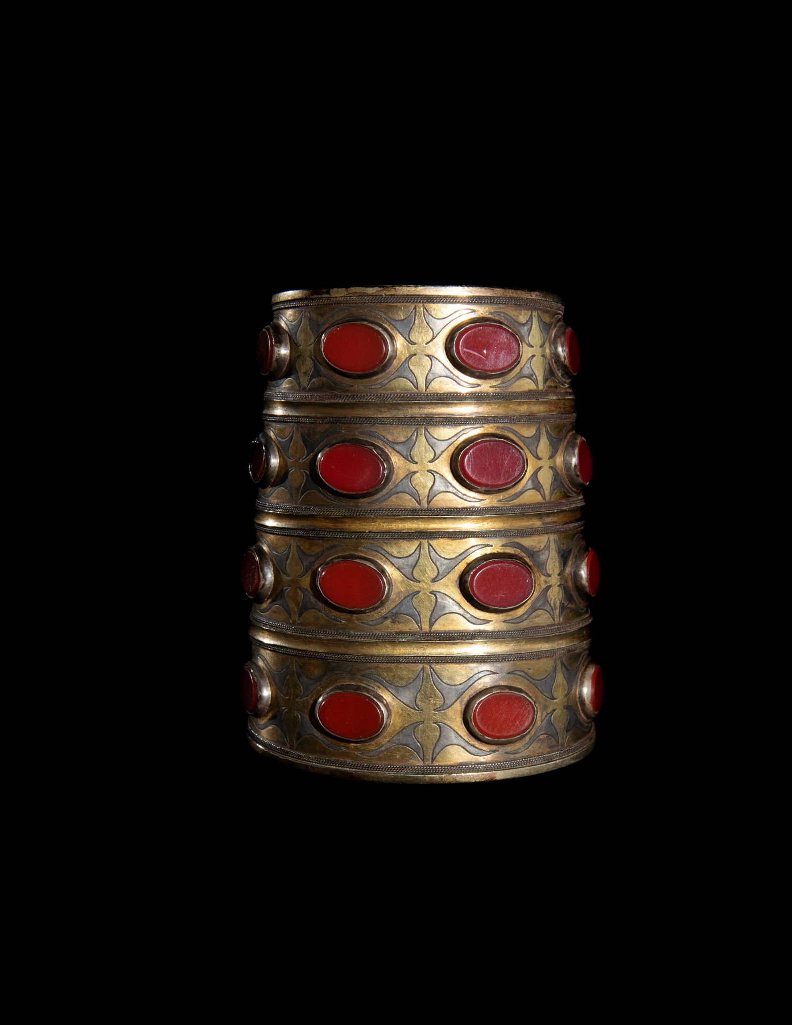 A Tekke Turkmen Carnelian Inset Cuff Width 4 1/8 (1 of 4)