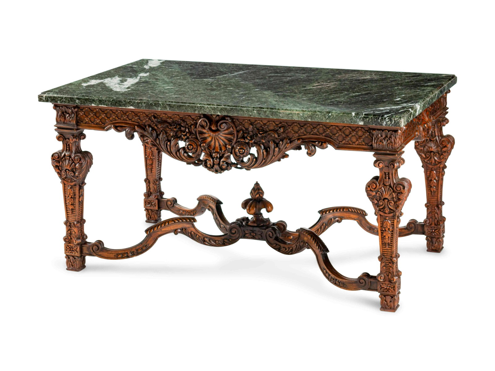 A Regence Style Salon Table Height 31 1/2 x length 60: A Regence Style Salon Table 19TH CENTURY Height 31 1/2 x length 60 1/2 x depth 36 1/2 inches.