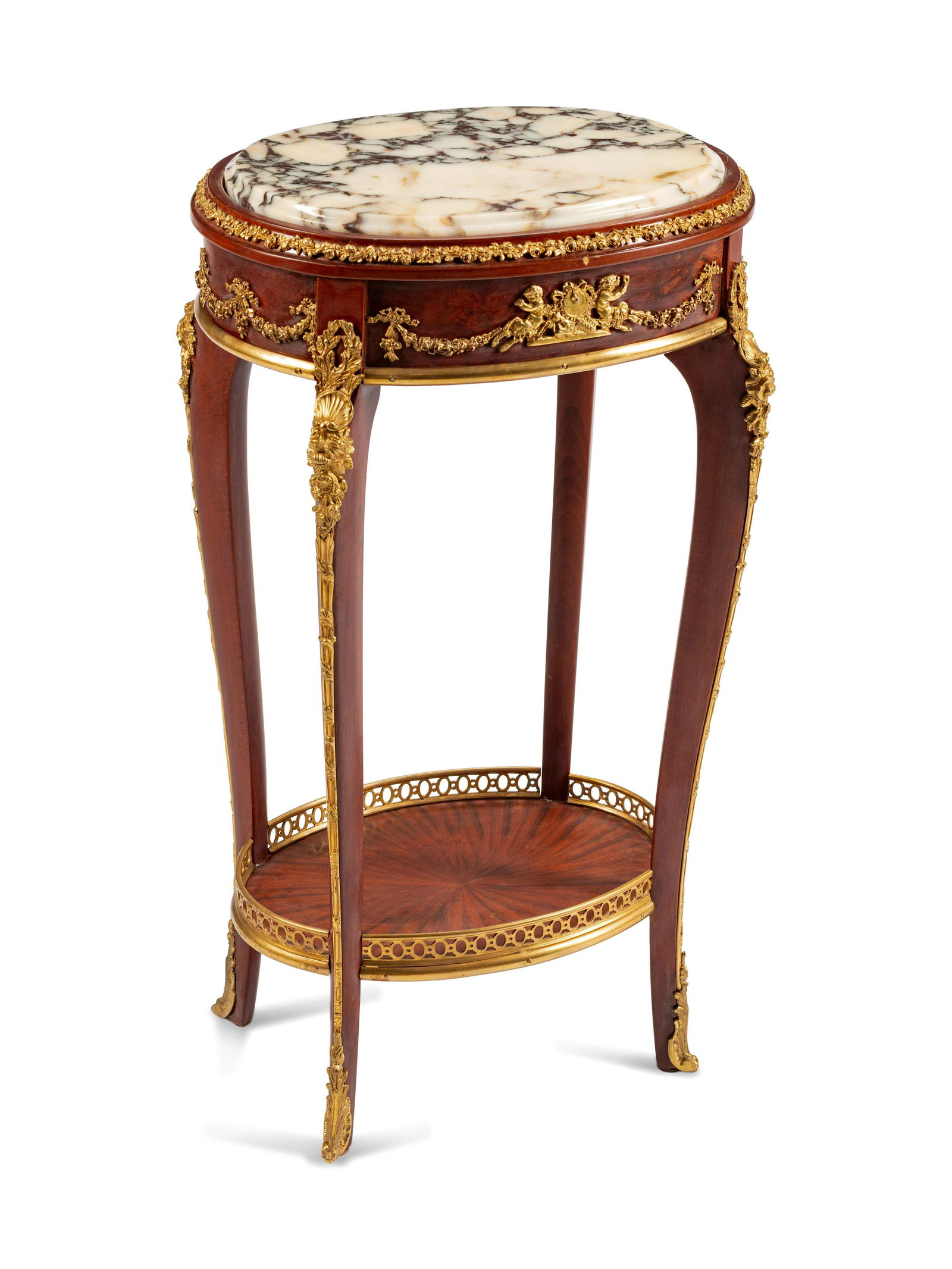 A Louis XV Style Gilt-Bronze-Mounted Stand Height 31 x: A Louis XV Style Gilt-Bronze-Mounted Stand Height 31 x width 17 1/2 x depth 13 inches.