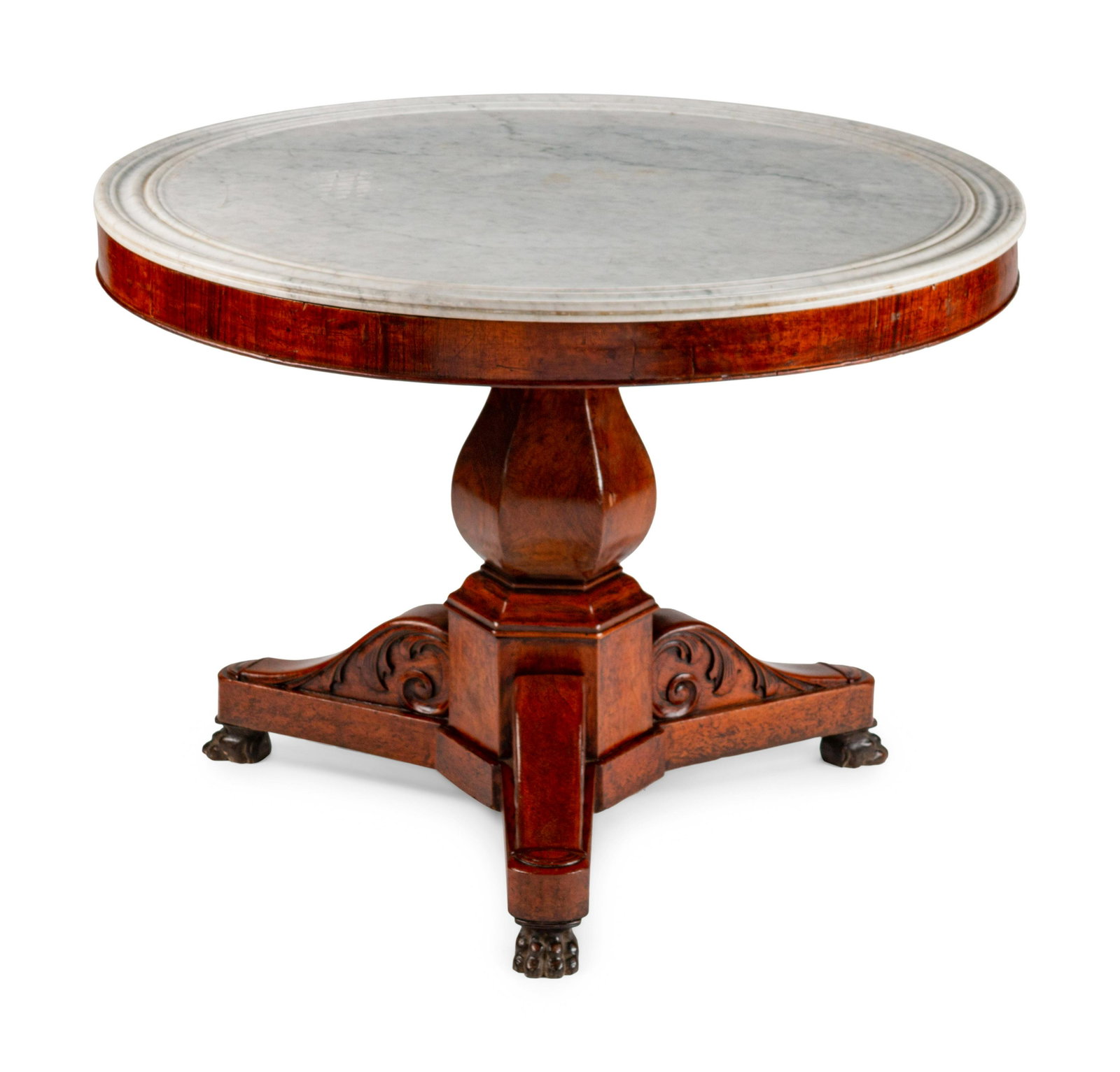 A Louis Philippe Mahogany Center Table Height 28 x: A Louis Philippe Mahogany Center Table MID-19TH CENTURY Height 28 x diameter 38 inches.