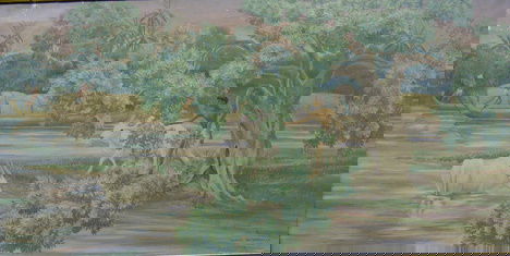 CHARLES BASKERVILLE (american b. 1896) NORTH AFRI: CHARLES BASKERVILLE (american b. 1896) NORTH AFRICAN SCENE signed and dated 1932", oil on canvas 28 x 56 in."