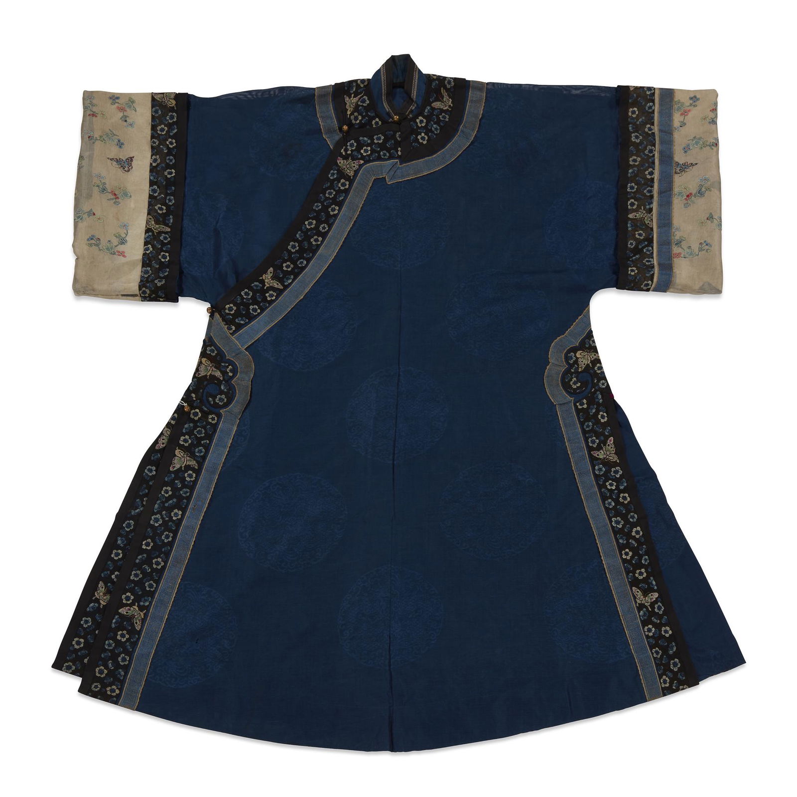 A Chinese blue gauze lady's summer robe, late Qing (1 of 2)