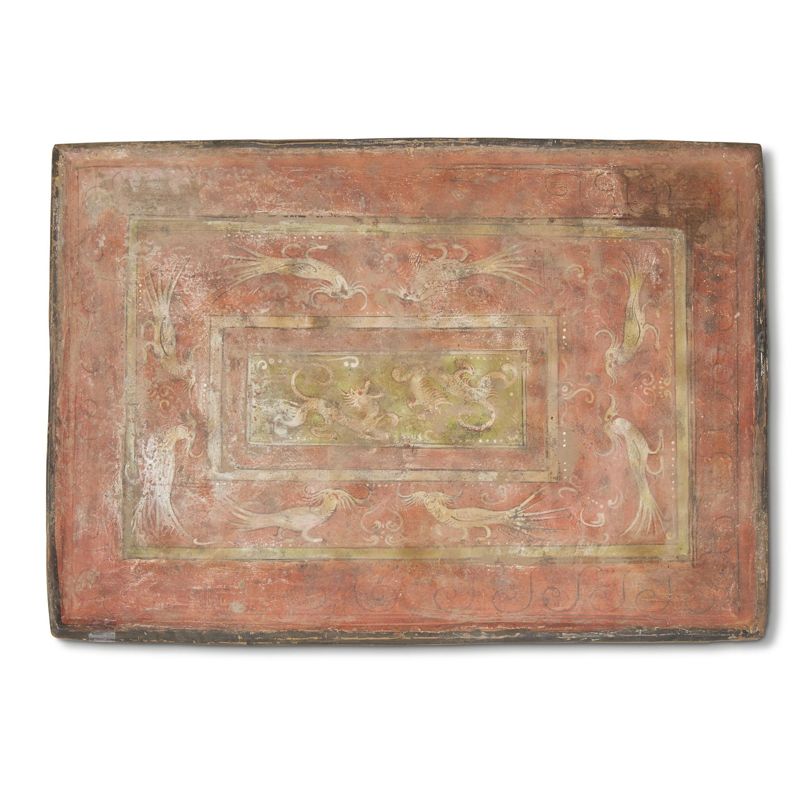 An unusual Chinese painted pottery rectangular plaque, (1 of 1)