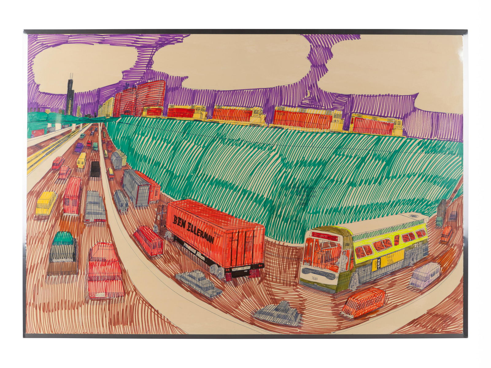 Wesley Willis (American, 1963-2003) Dan Ryan Expressway (1 of 3)