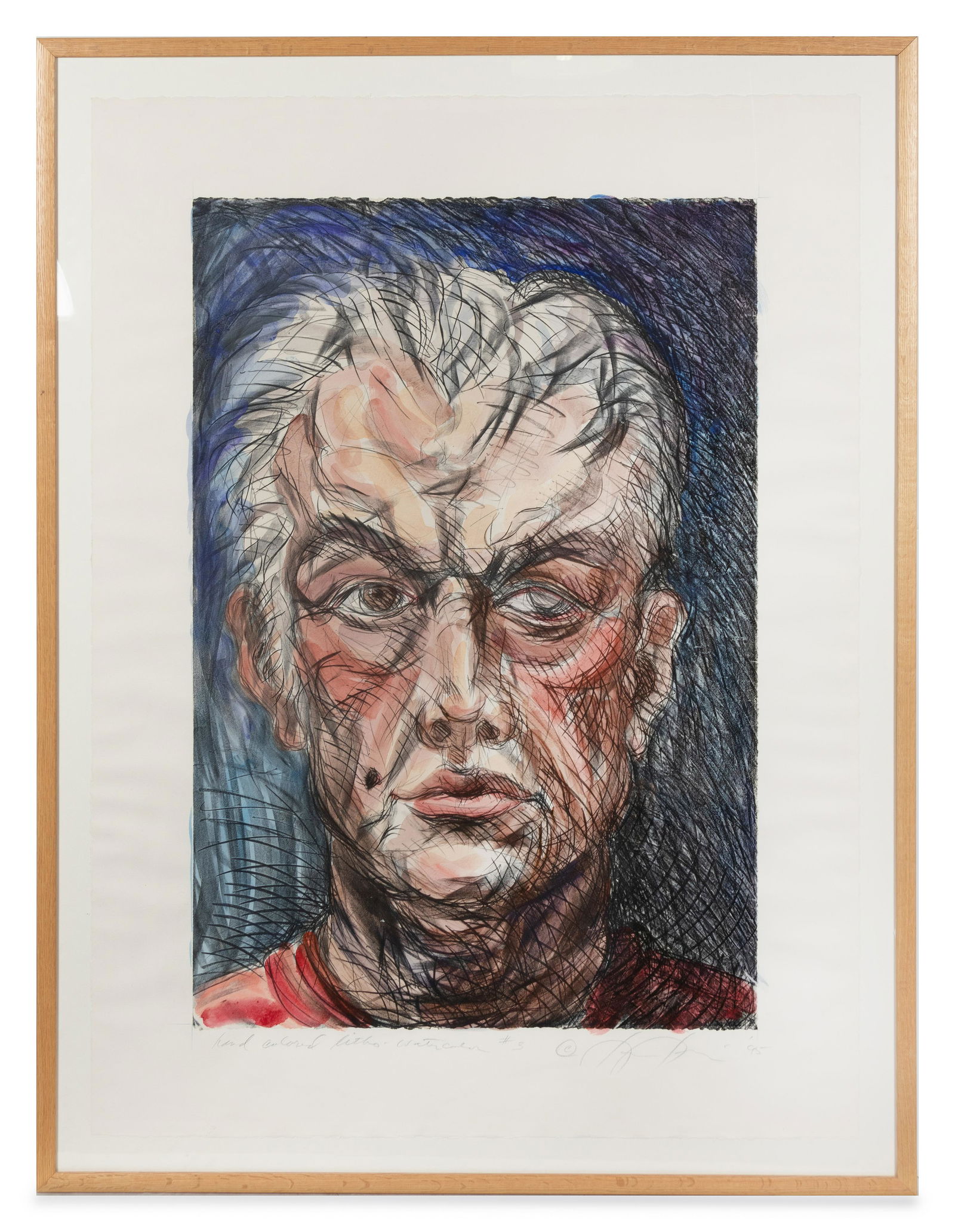 Luis Jimenez (American, 1940-2006) Self Portrait, 1995: Luis Jimenez (American, 1940-2006) Self Portrait, 1995 hand-colored lithograph signed and dated in pencil Sheet: 52 x 37 3/4 inches. Deaccessioned artwork from the Collection of Laumeier Sculpture Par