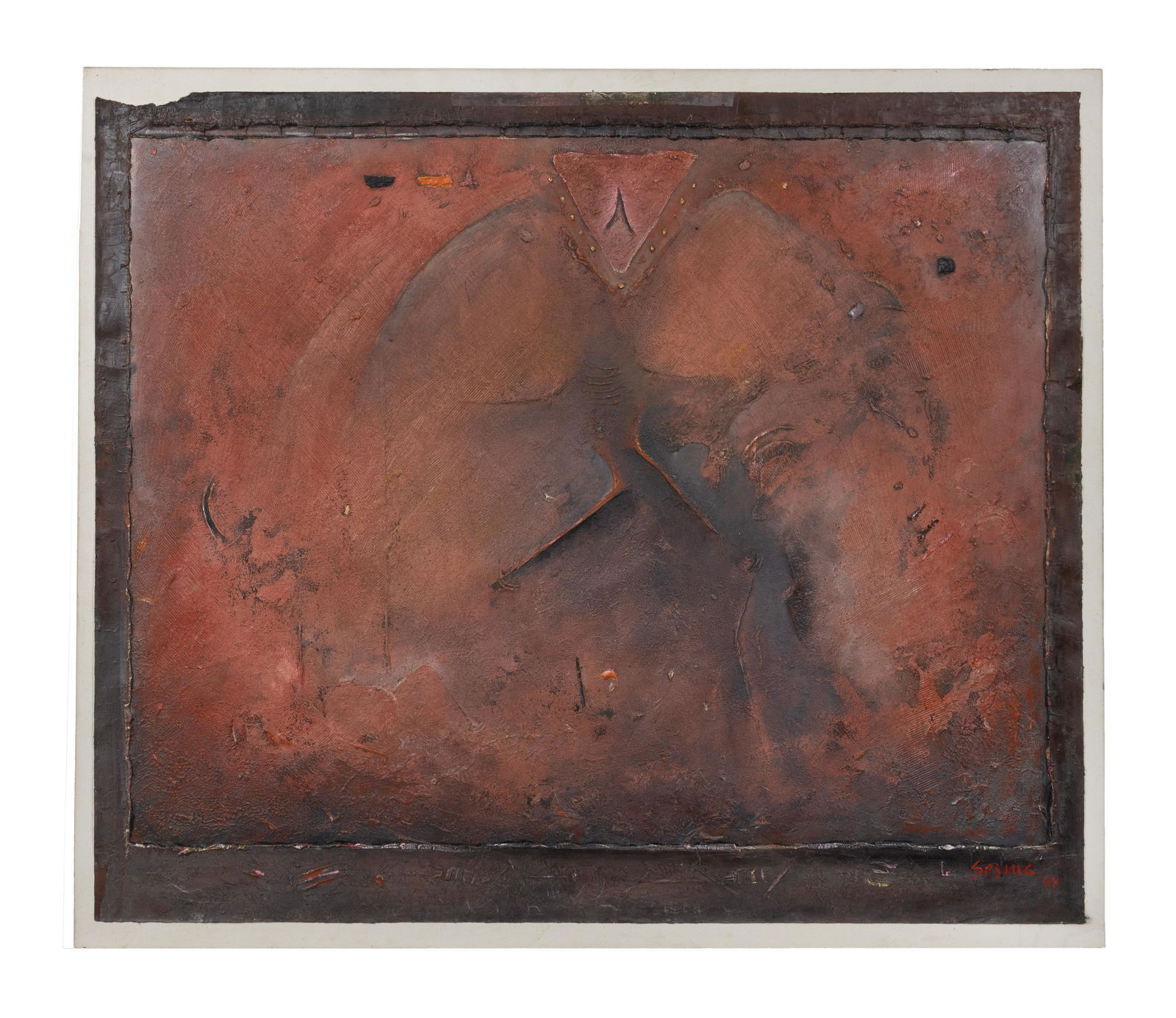 Raymundo Sesma (Mexican, b. 1954) Untitled, 1984: Raymundo Sesma (Mexican, b. 1954) Untitled, 1984 acrylic and mixed media on paper mounted on linen signed Sesma and dated (lower right) 41 x 48 inches.