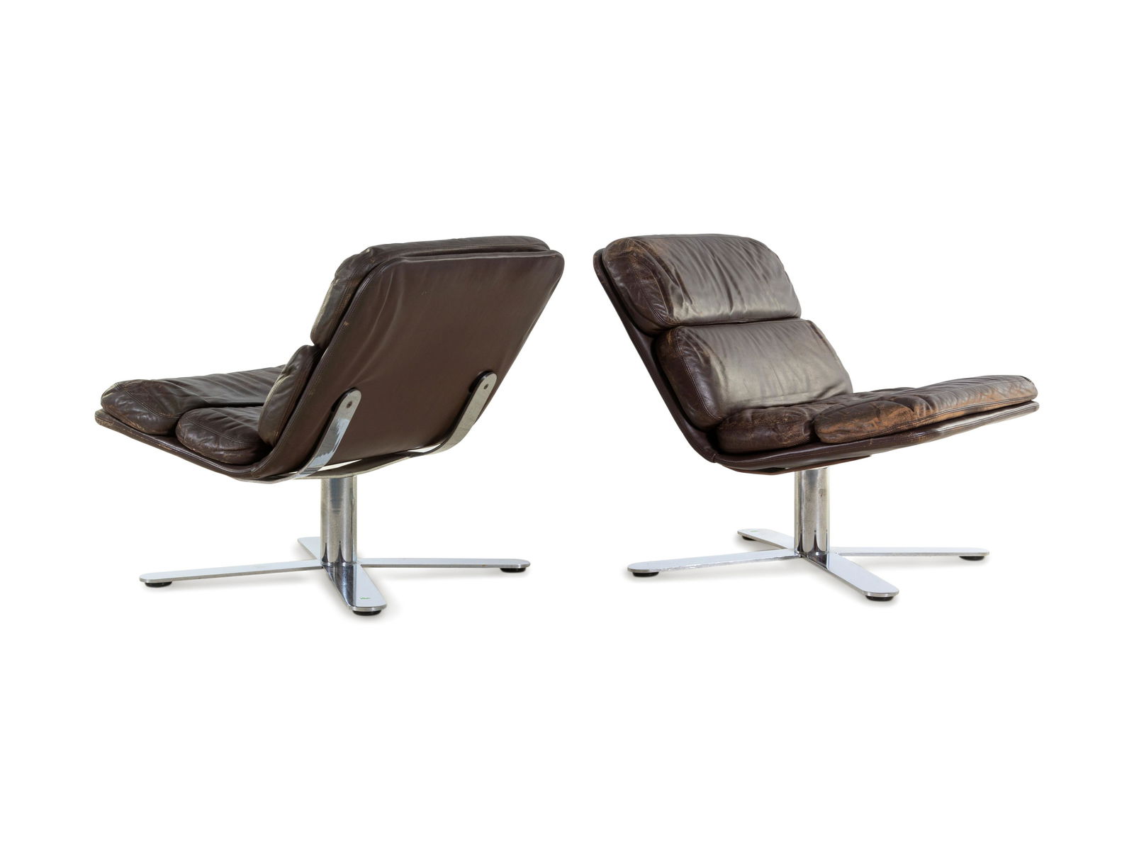 Modernist Mid 20th Century Pair of X Base Lounge Chairs (1 of 3)